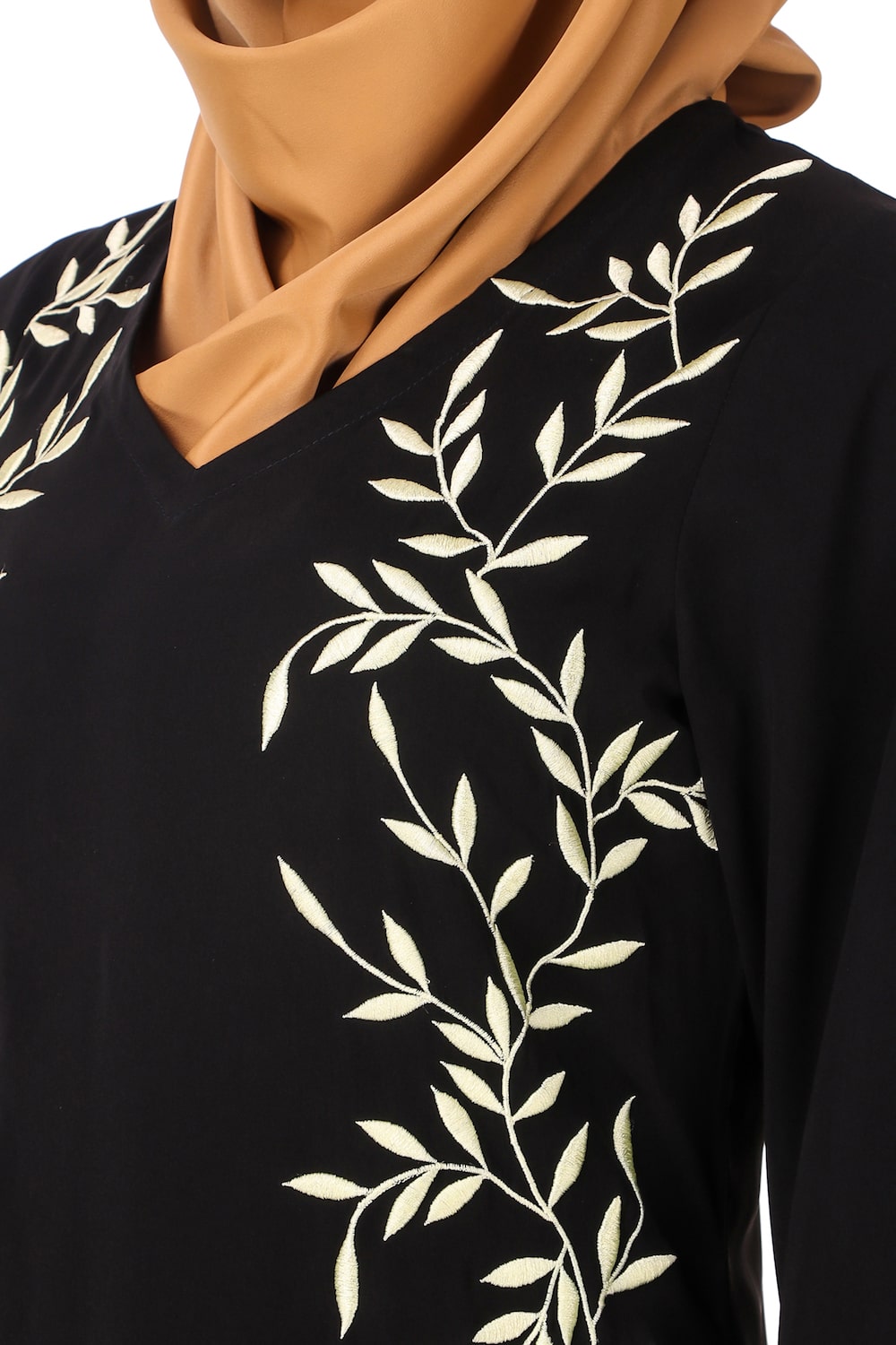 Black Nida Leaf Embroidered Tunic Top for Women - Boho Chic Blouse with Floral Design - Perfect for Casual Wear, Beach Outfits & Summer Vacations