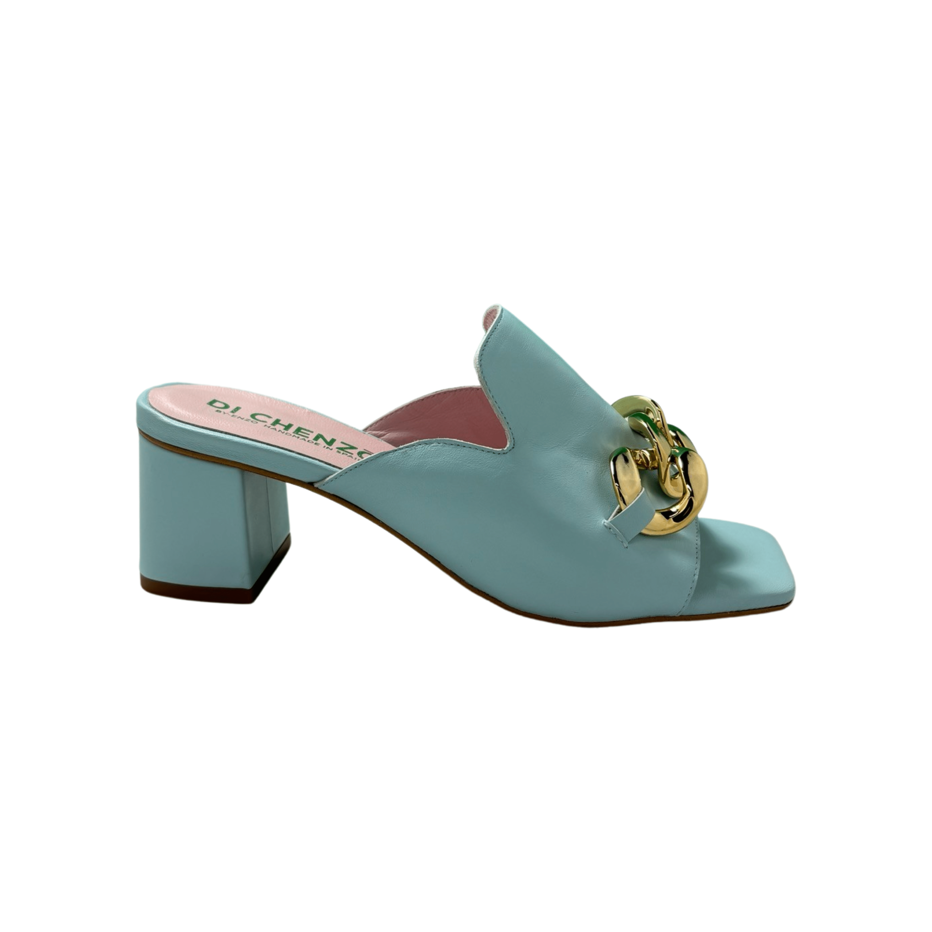 5453 Blue Chain Mule Shoes - Women's Comfortable Slip-On Slides with Adjustable Ankle Strap for Casual Wear, Beach, and Home Use