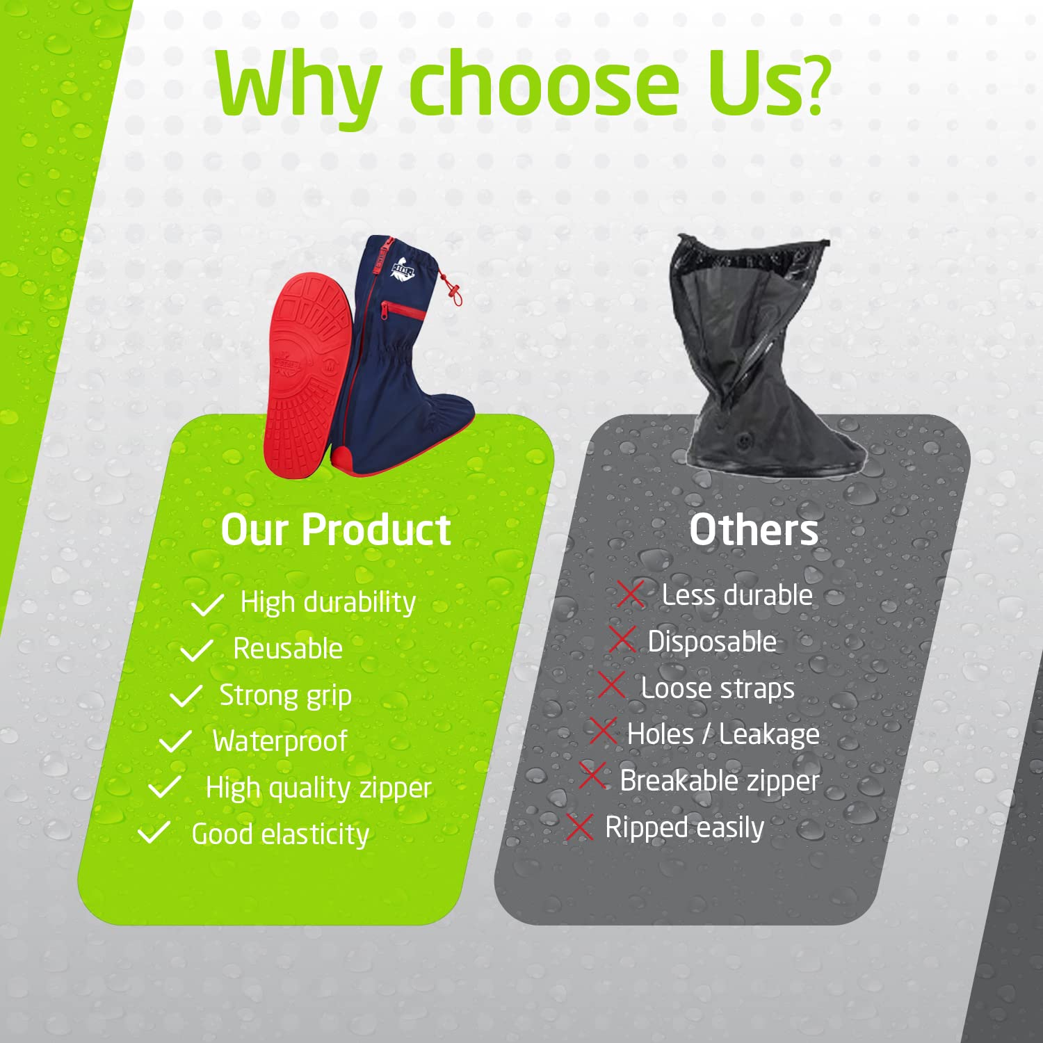 SEAL Waterproof Shoe Covers - Reusable Slip-Resistant Rain & Snow Boot Protectors with Anti-Skid Sole & Large Zippers for Men & Women - Perfect for Hiking, Commuting & Outdoor Adventures