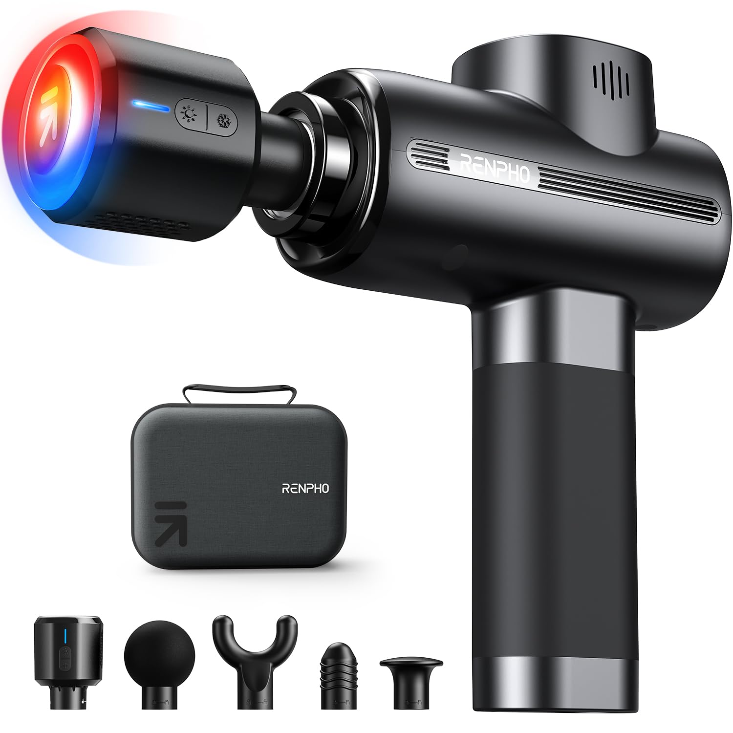 RENPHO Thermacool Deep Tissue Massage Gun with Heat & Cold Therapy Heads - Handheld Muscle Massager for Men, Women & Athletes - FSA/HSA Eligible - Perfect for Post-Workout Recovery, Pain Relief & Relaxation - Includes Travel Case - Ideal Mother's Day Gift for Active Lifestyles