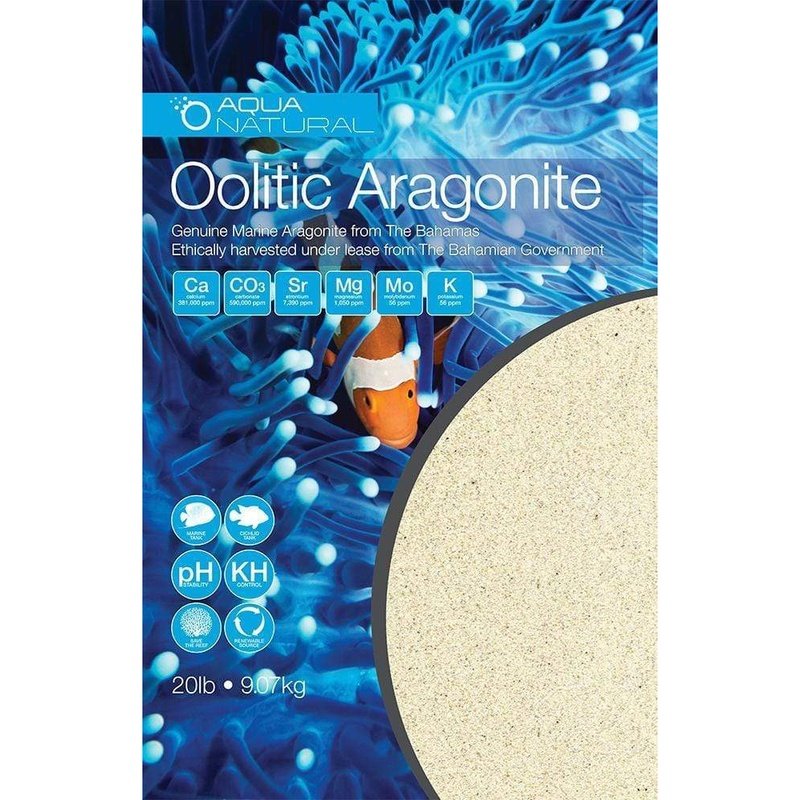 Aqua Natural Bahamas Oolitic Aragonite Fine Sand (0.05-1mm) for Saltwater Aquariums & Reef Tanks - Marine Substrate & Calcium Supplement