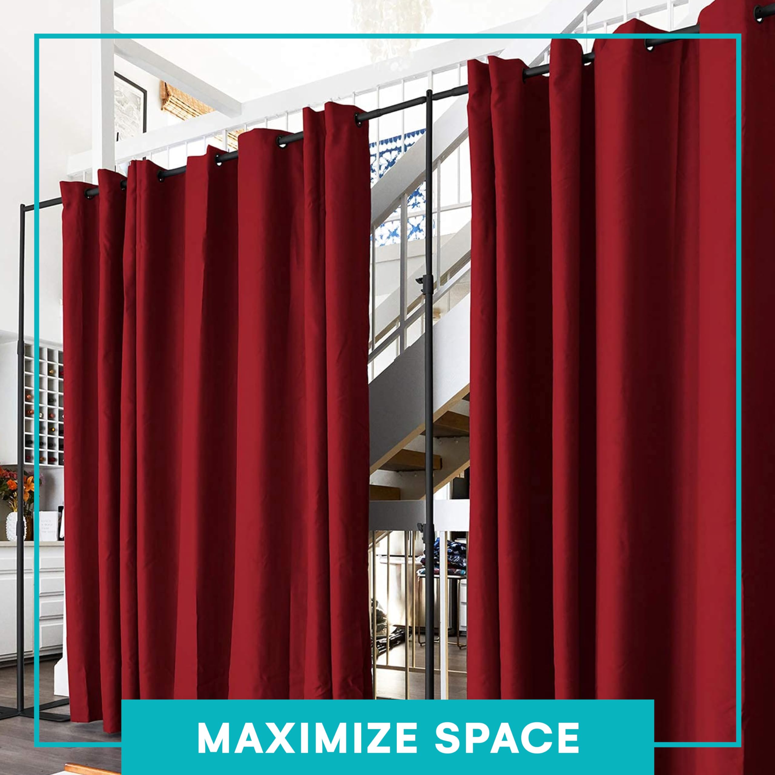 Premium Room Divider Curtain 8ft x 15ft - Blackout & Privacy Partition for Large Spaces | Heavy Duty Fabric Room Dividers | Perfect for Studios, Offices, and Event Spaces | Skylight Design for Natural Light