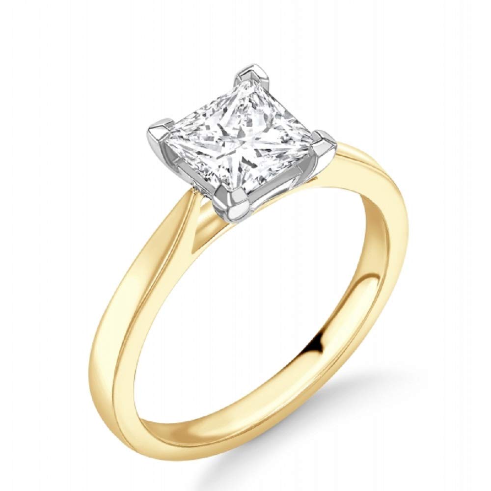 1CT Princess Cut Moissanite Solitaire Engagement Ring for Women - 10K/14K/18K Gold or 925 Sterling Silver - Wedding & Anniversary Band with Custom Text Engraving - Perfect for Proposals, Bridal Jewelry & Romantic Gifts