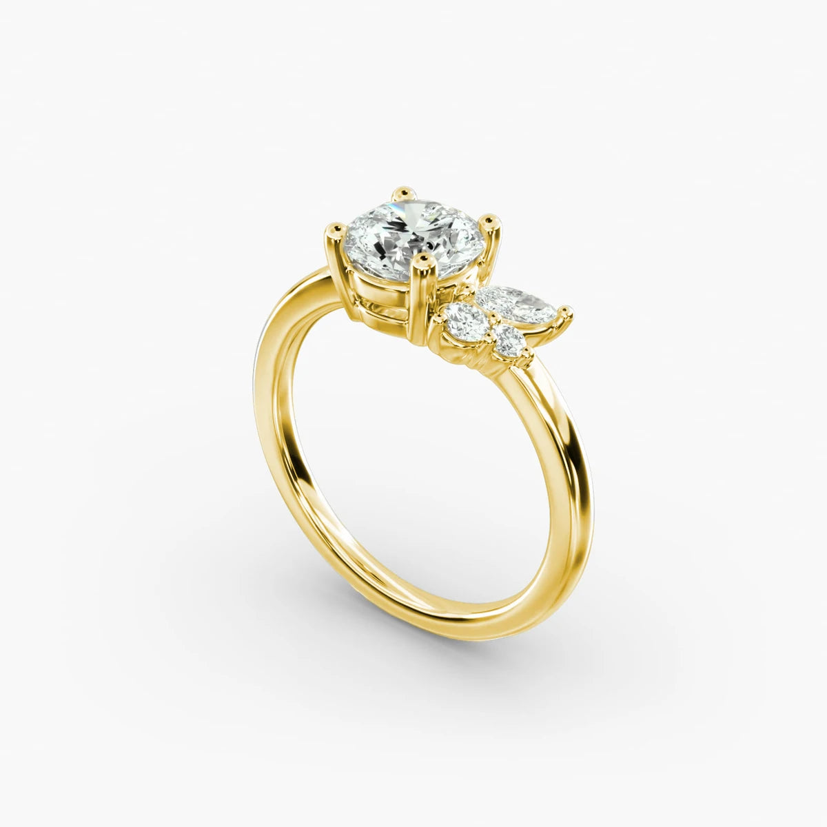 14K/18K Asymmetrical Marquise & Round Cluster Diamond Wedding Ring - D Color VVS Lab-Created Diamonds | Elegant Bridal Jewelry for Engagement, Wedding & Anniversary Gifts