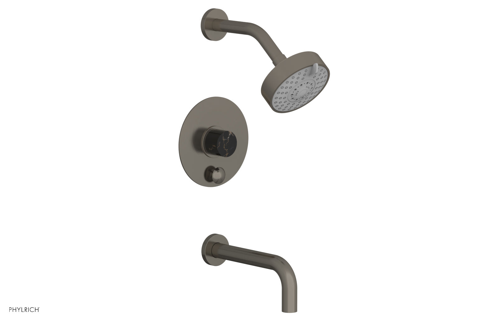 BASIC II Pressure Balance Tub and Shower Set - Black Marble Finish, 230 28 Series | Perfect for Modern Bathroom Renovations & Spa-Like Showers
