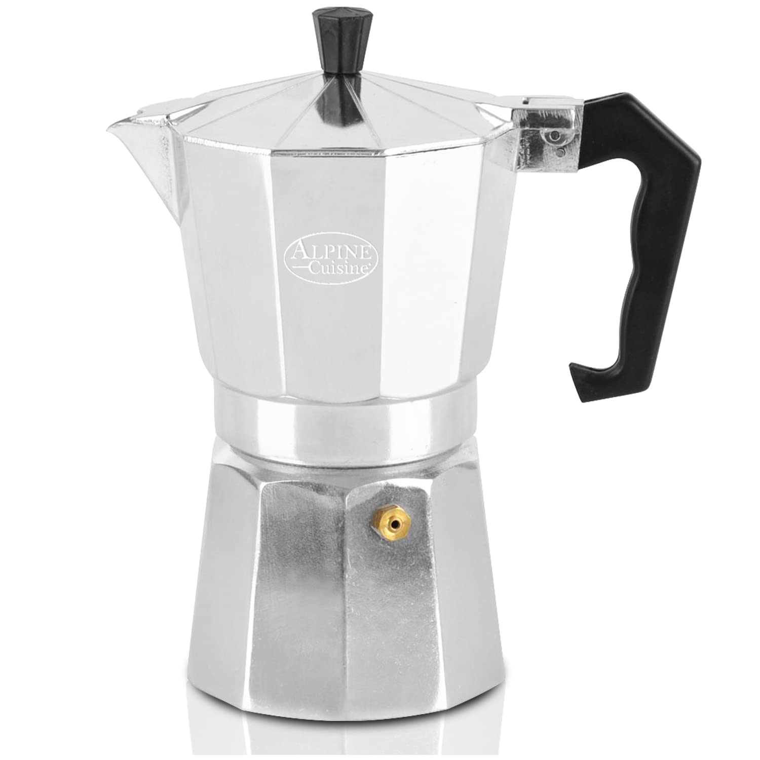 Alpine Cuisine 12.5 Oz Stovetop Espresso Maker - Classic Italian & Cuban Coffee Moka Pot with 9 Espresso Cups - Durable Aluminum Coffee Maker for Home, Camping & Outdoor Use