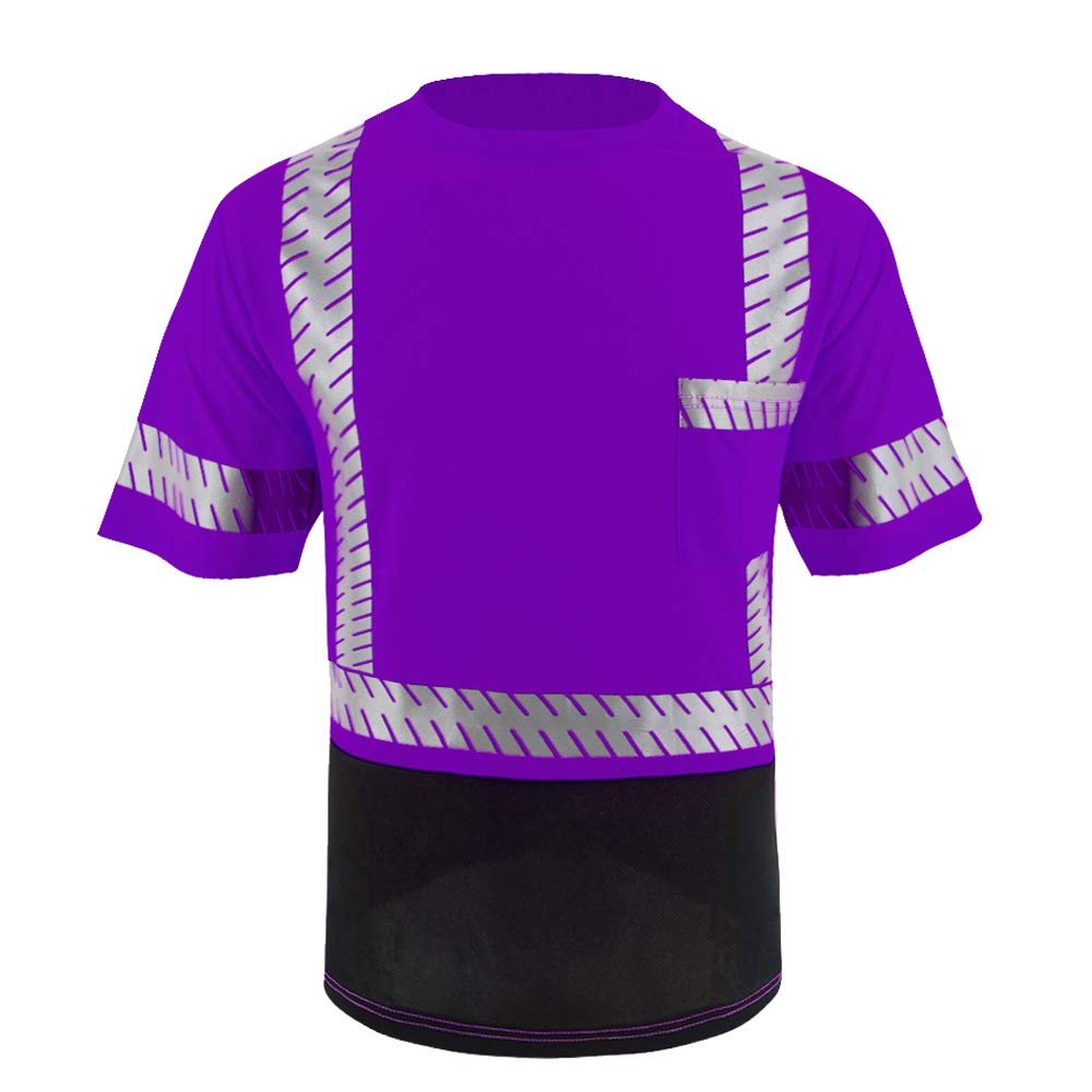 ANSI Class 3 High Visibility Safety Shirts with Reflective Strips - Black Construction Work Shirts for Men | Ideal for Road Work, Night Shifts & Hazardous Job Sites