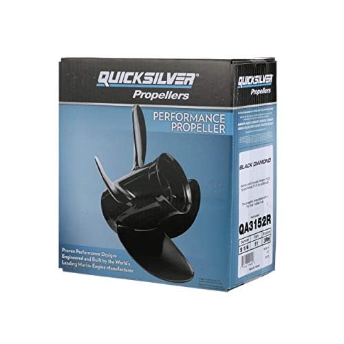 Quicksilver Black Diamond 3-Blade Aluminum Boat Propeller - Compatible with Yamaha, Honda, Evinrude & Johnson Outboard Motors - Perfect for Fishing, Watersports & Marine Activities