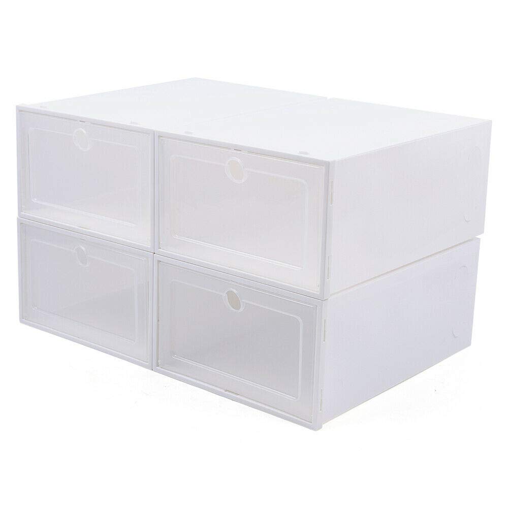 YIYIBYUS 24-Pack Stackable Clear Plastic Shoe Boxes with Lids - Foldable Sneaker Storage Organizer Bins (13 Inch) for Closet, Portable Shoe Containers | Perfect for Organizing Shoes, Boots & Accessories in Bedroom, Dorm or Entryway