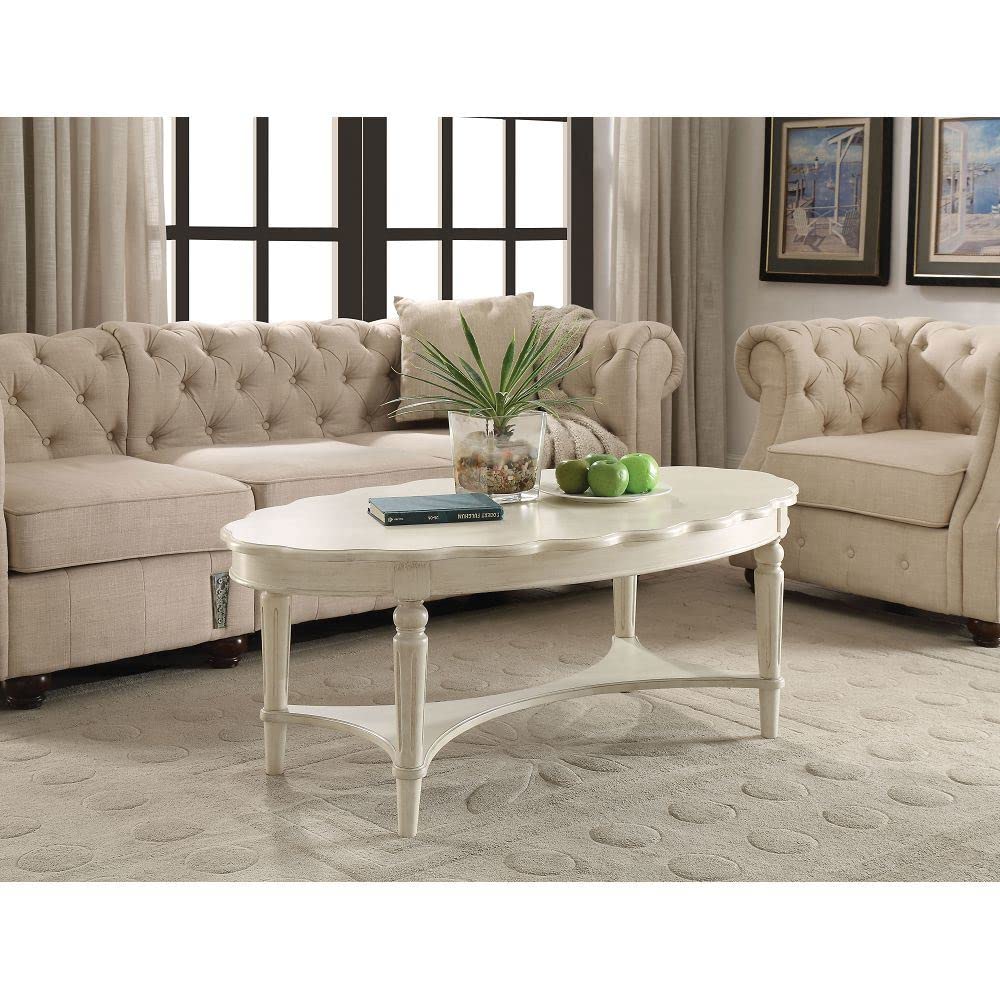 Fordon Coffee Table in Antique White - Modern Farmhouse Living Room Furniture - Perfect for Small Spaces, Apartments & Cozy Home Decor