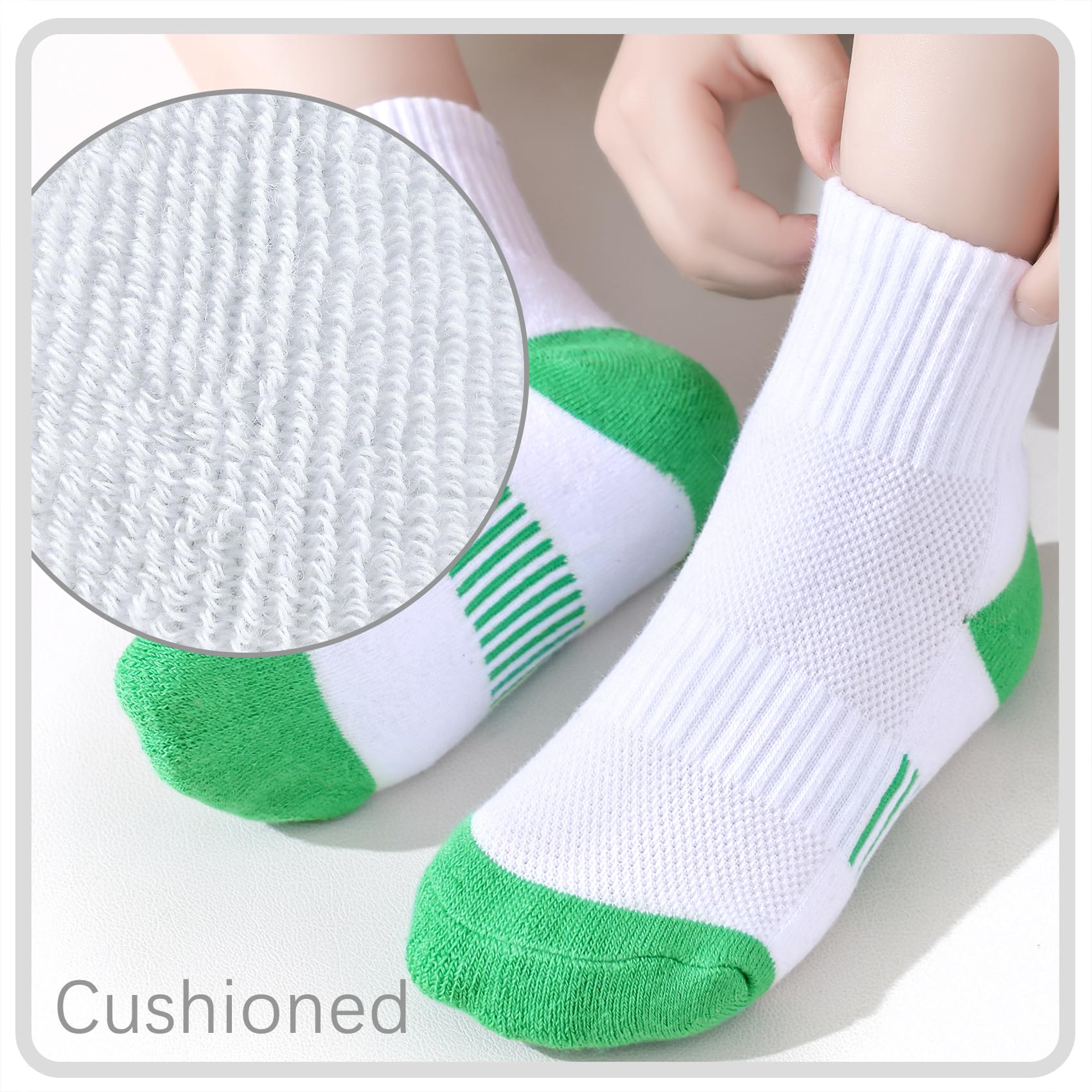 Girls & Boys Athletic Ankle Socks - 6/12 Pairs Cushioned Cotton Quarter Socks for Kids & Youth - Perfect for Sports, Running, School & Daily Activities