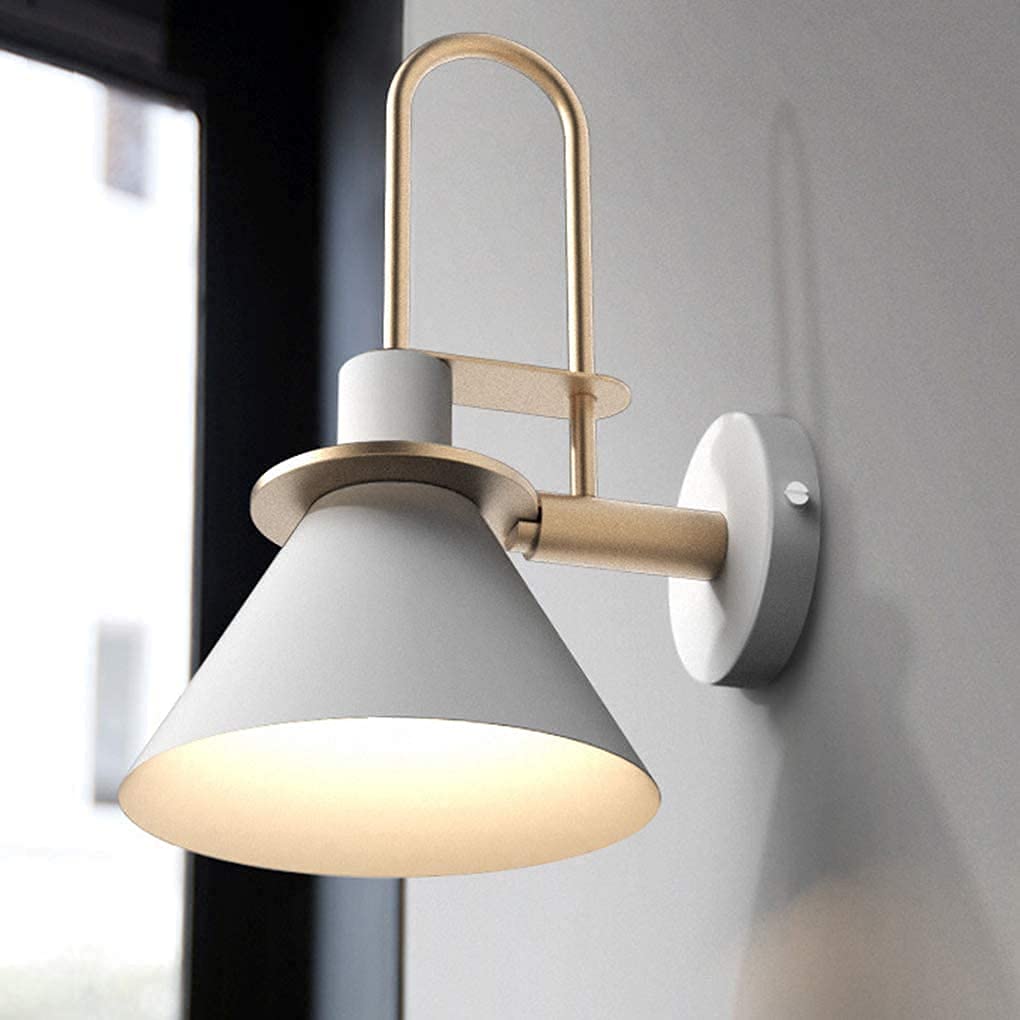 Modern Macarons Horn LED Wall Light - E27 Wrought Iron Wall Lamp for Bedside, Reading, Restaurant & Cafe Decor - 31cm Decorative Lighting for Stairs, Hotels & Home Ambiance