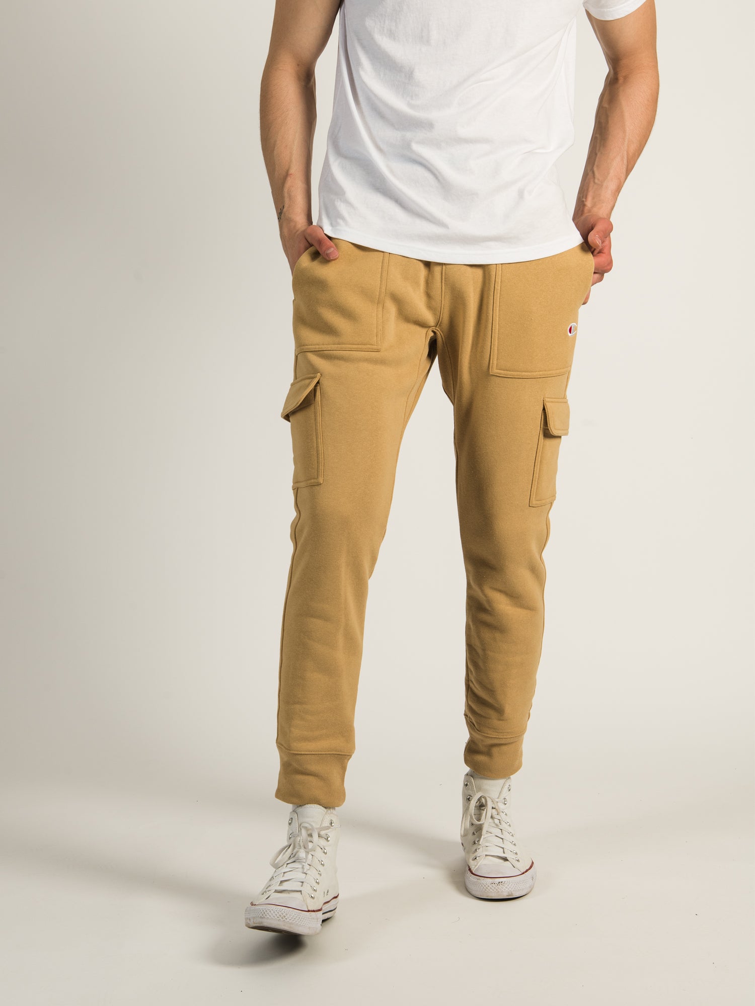 Champion RW Cargo Jogger Pants for Men - Sand/Sable Color - Comfortable Athletic Joggers with Cargo Pockets for Running, Workout & Casual Wear