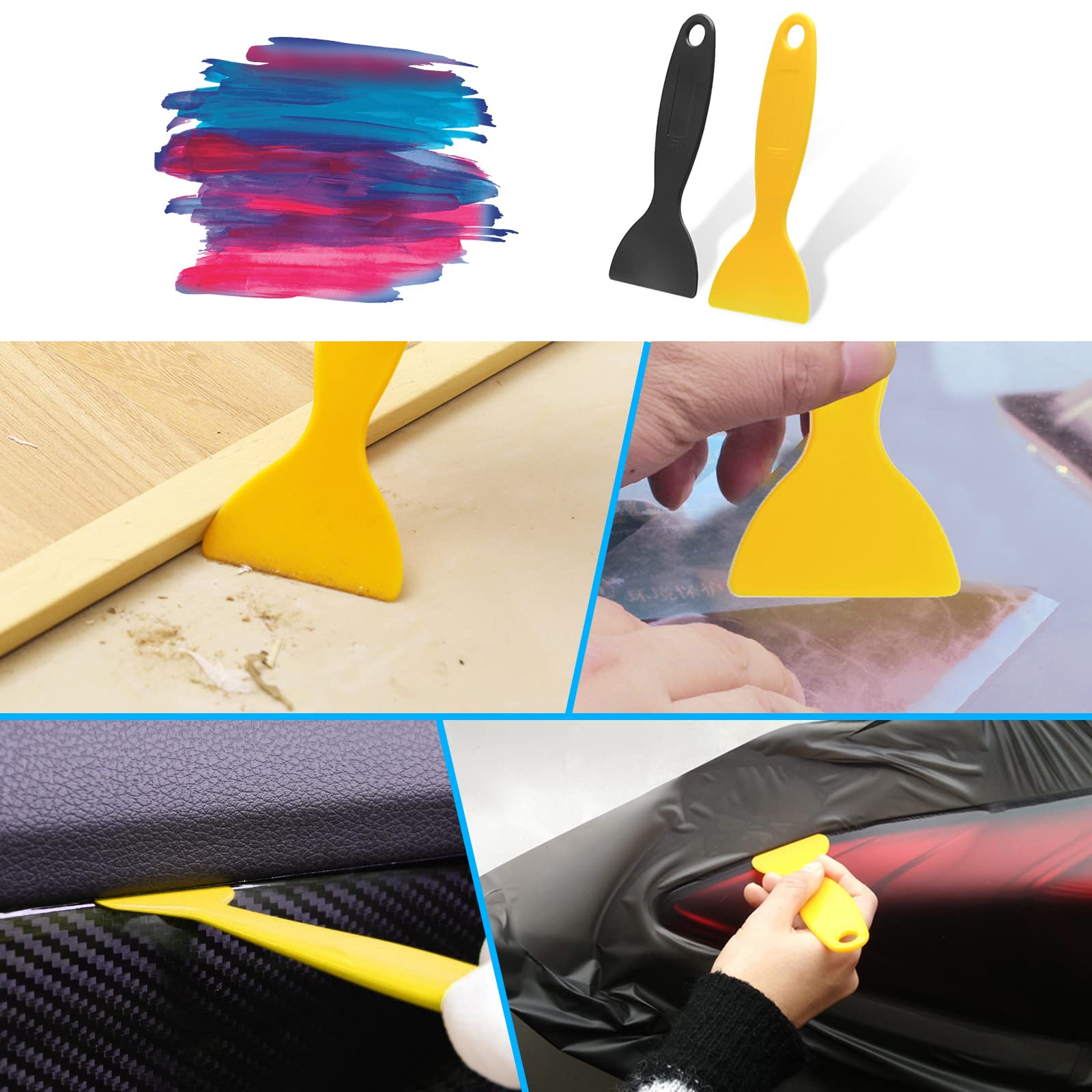 12-Piece Plastic Putty Knife Set - 5.2 Inch Spackle & Patching Knives, Paint Scrapers for Wall Repair, Decal Removal & Resin Art - Perfect for DIY Home Improvement, Wallpaper Installation & Craft Projects