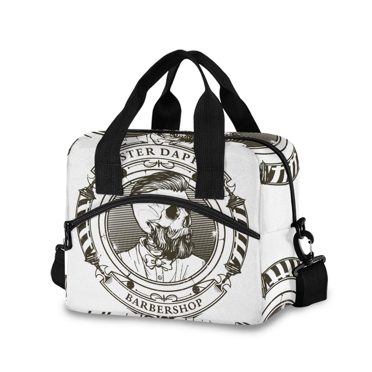 Vintage Skull Insulated Lunch Bag for Women & Men - Large Capacity Leakproof Lunch Box with Removable Shoulder Strap | Perfect for Work, School, Picnics & Barber Shop Professionals