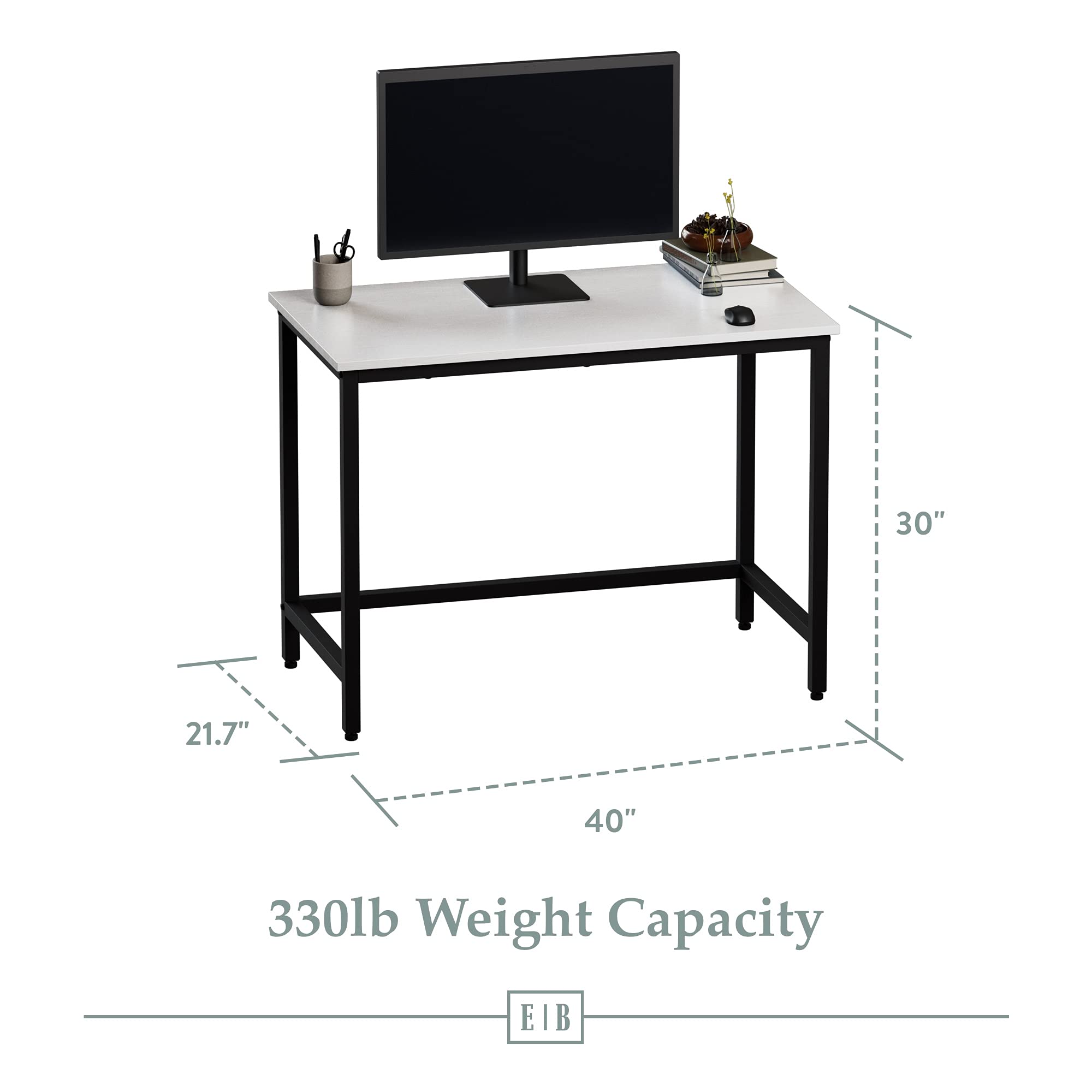 Edenbrook Industrial Metal Desk with Wood Top - Sturdy Office & Home Study Desk for Work, School, Dorm Room - Perfect for Remote Work, Online Classes & Home Organization