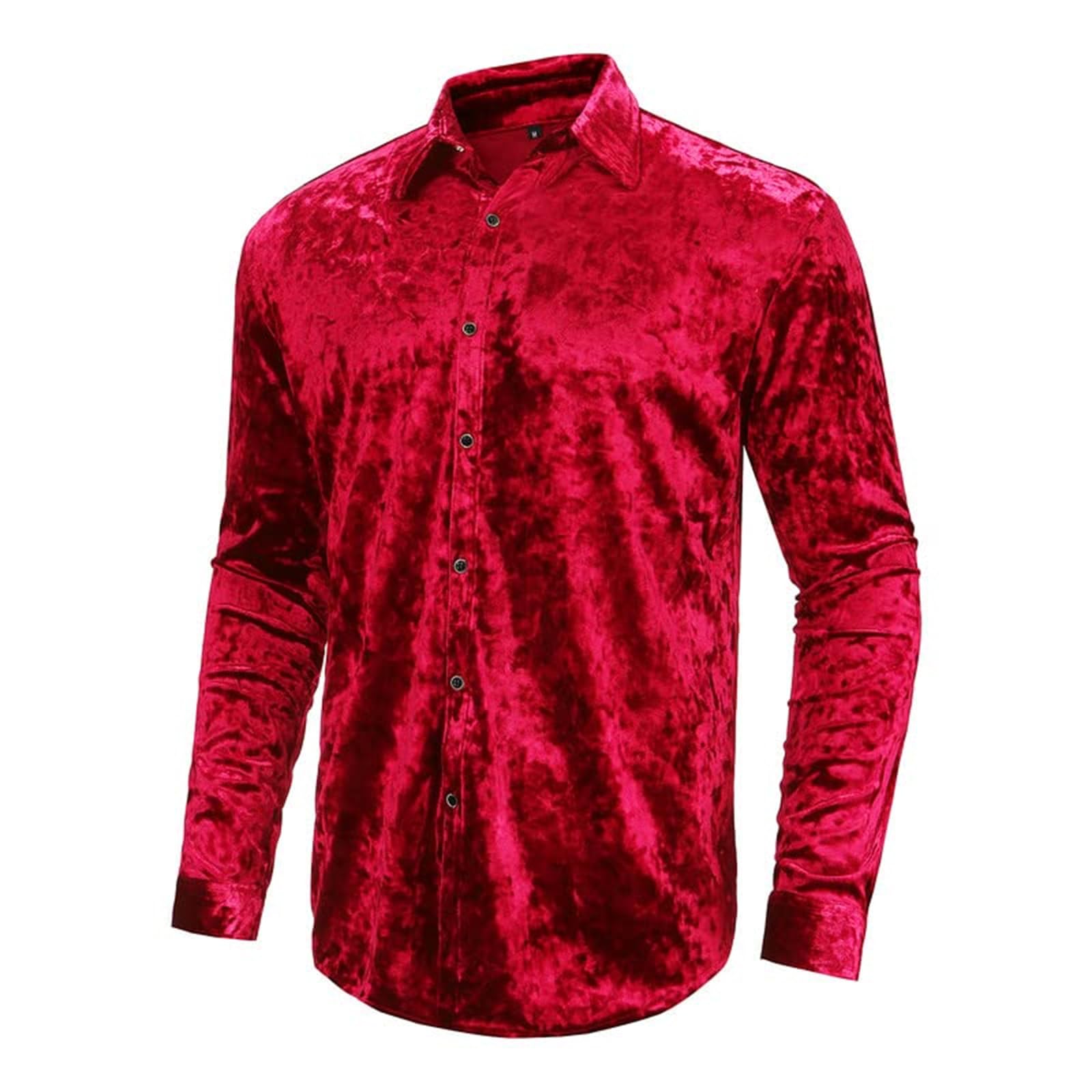 Premium Velvet Long Sleeve Dress Shirt for Men - Slim Fit Button Down Shirt for Wedding, Party & Formal Occasions - Elegant Business Casual & Office Wear
