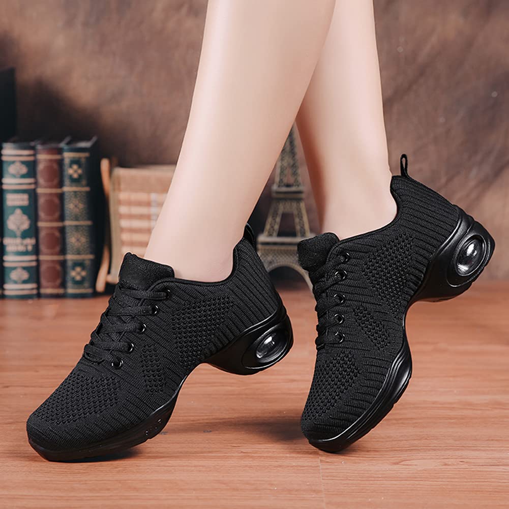 Women's Jazz Dance Sneakers - Breathable Air Cushion Split Sole Athletic Walking Shoes with Lace Up Design | Model 1902 | Perfect for Dance Classes, Workouts & Casual Wear