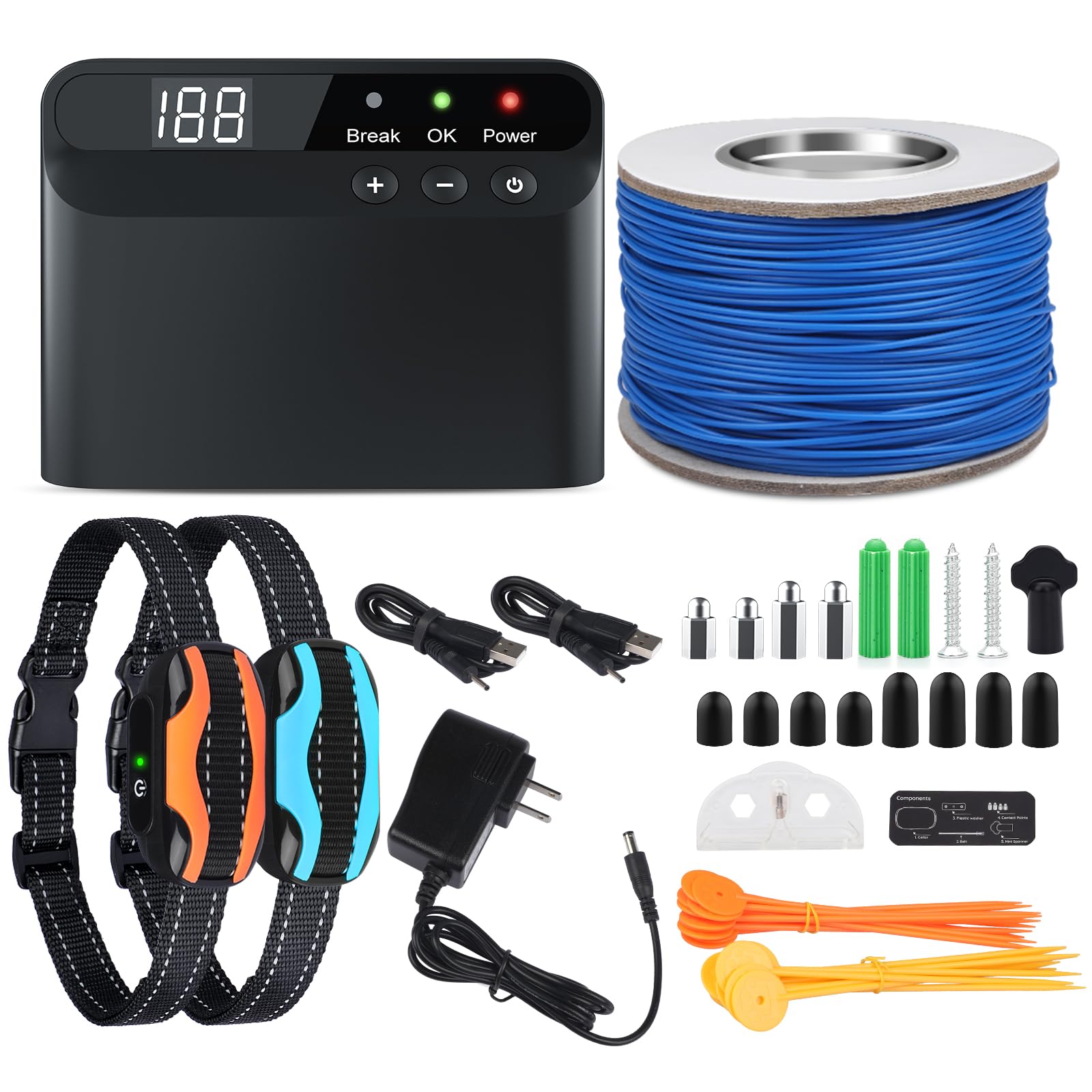 **PcEoTllar Electric Dog Fence System - Rechargeable & Waterproof Wireless Pet Containment with 656Ft Boundary for Underground/Aboveground Use - Perfect for Large Yards & Training Stubborn Dogs**