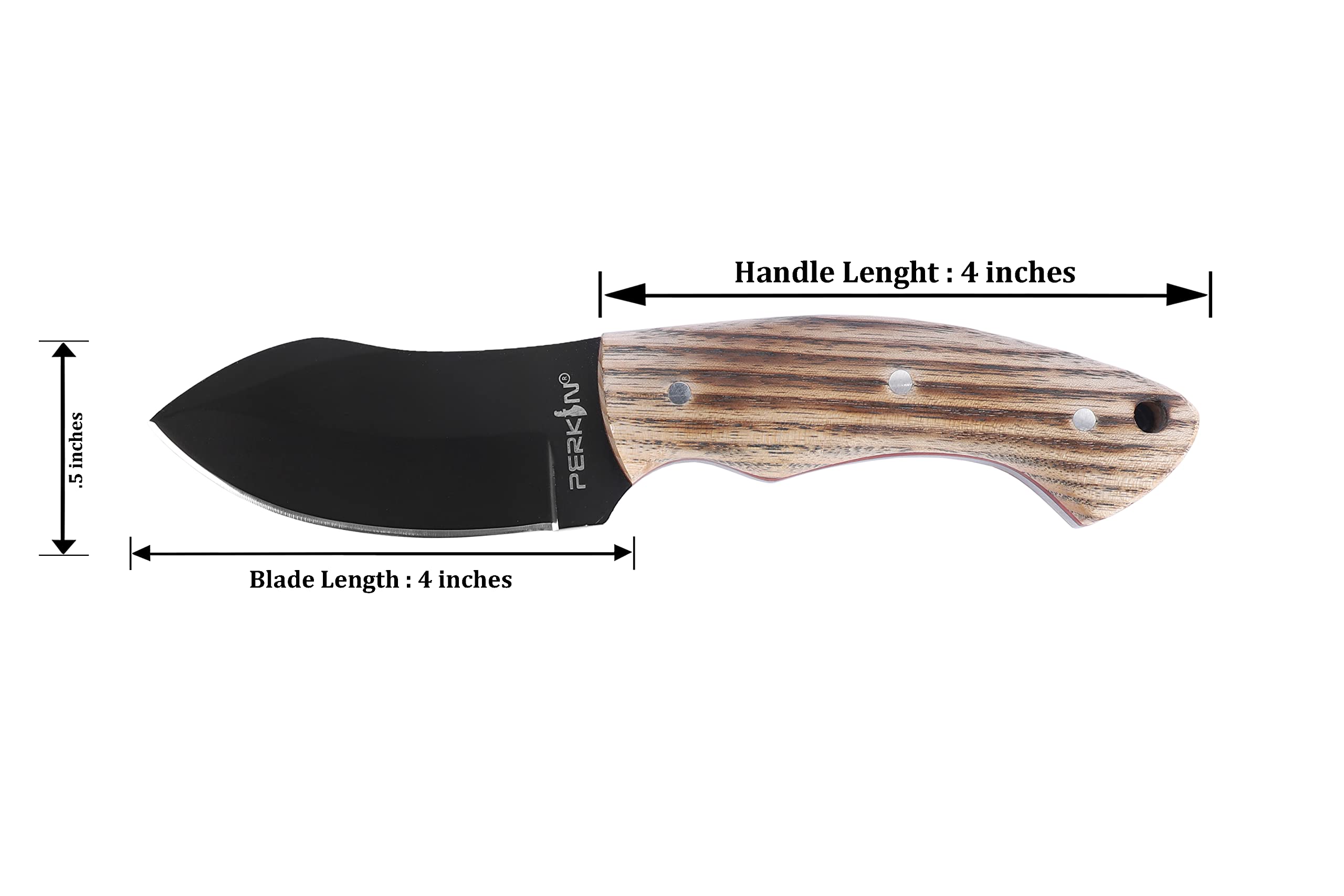 Perkin Full Tang Fixed Blade Hunting Knife with Leather Sheath - ASH50 | Durable Outdoor Survival Knife for Camping, Hunting & Bushcraft