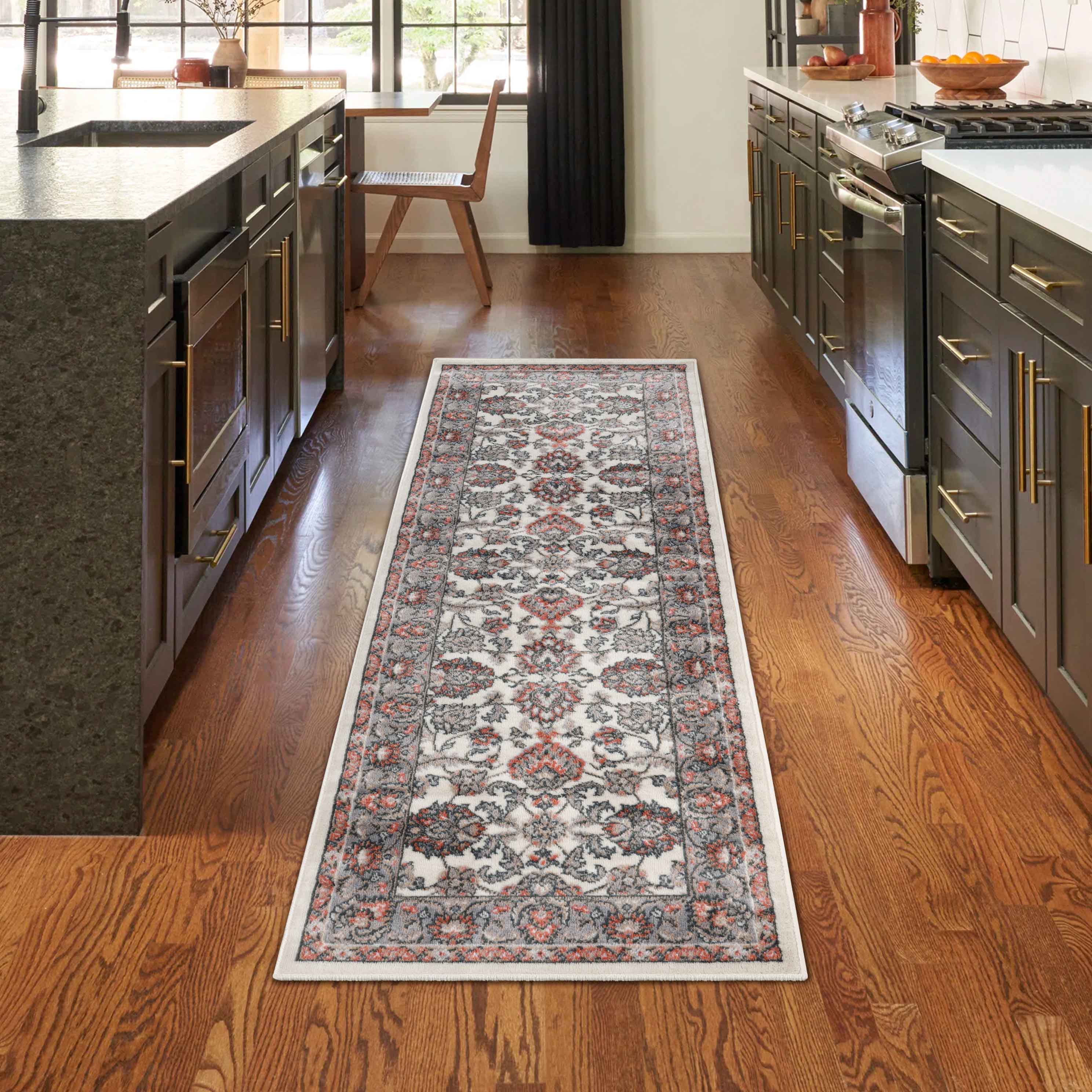 Lille Elegant Floral Indoor Area Rug - Non-Slip Soft Living Room Carpet Runner for Bedroom, Hallway & Entryway Decor