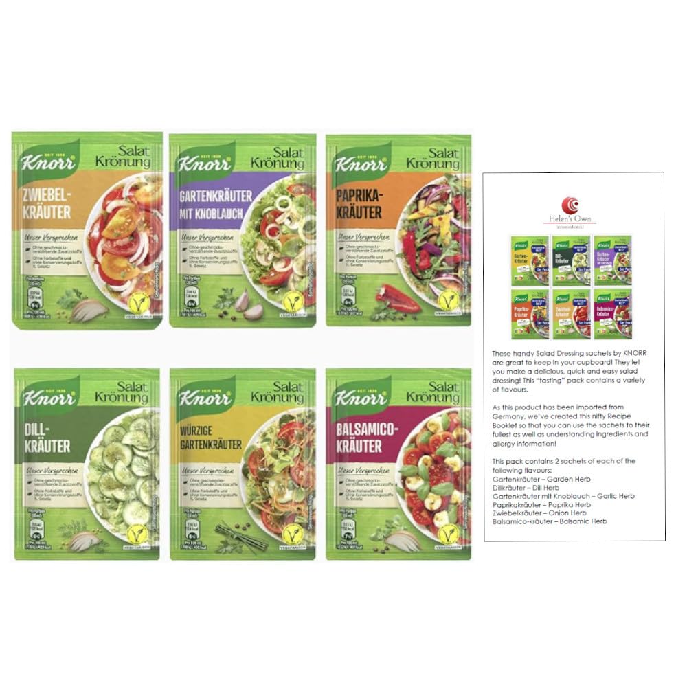 Helen's Own International Salad Dressing Tasting Pack B - 12 Instant Salad Dressing Sachets with English Instructions - Variety Pack for Salads, Sandwiches & Meal Prep - Perfect for Home Cooking, Picnics & Office Lunches