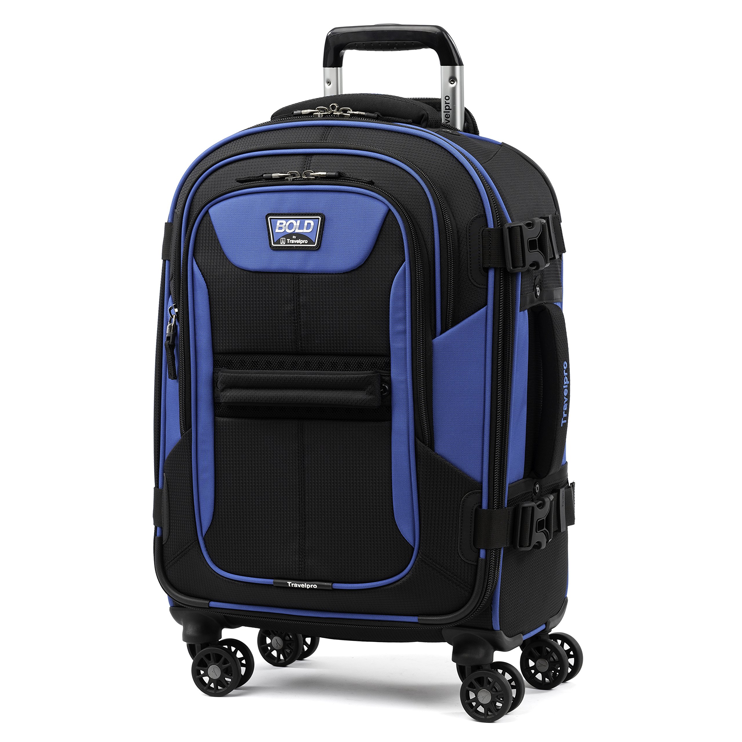 Travelpro Bold Softside Expandable Carry on Spinner Luggage 21-Inch - Lightweight Expandable Suitcase with 360° Spinner Wheels, Blue/Black - Perfect for Business Travel & Weekend Getaways