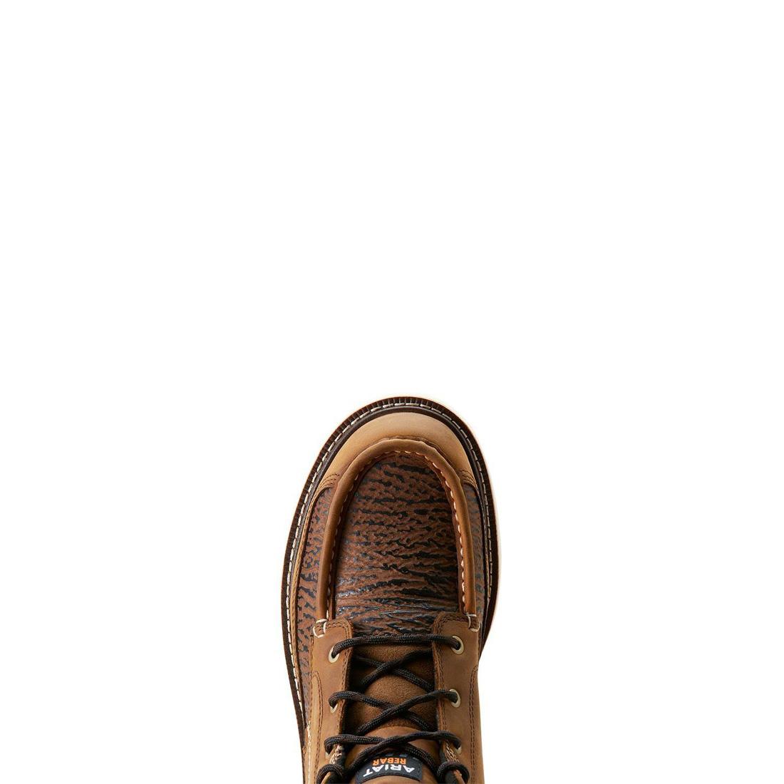 Rebar Lift Composite Toe Chukka Work Boots - Distressed Brown Textured Leather - Safety Shoes for Construction, Warehouse & Outdoor Work