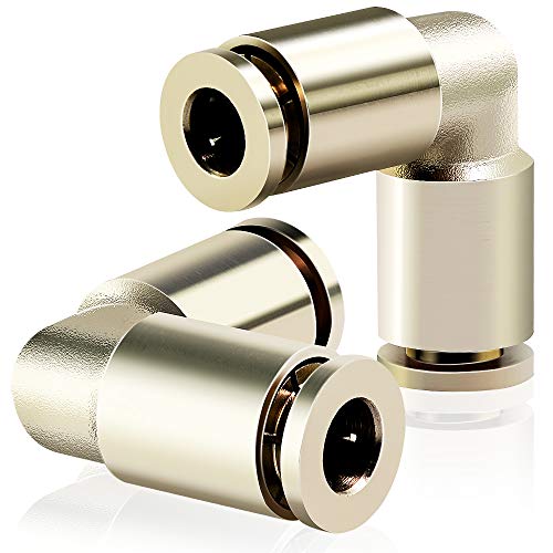 Nickel-Plated Brass 4mm OD Push to Connect Elbow Fittings - PV-4 Pneumatic Tube Connectors (Pack of 2) for Air Compressors, Water Systems & DIY Projects
