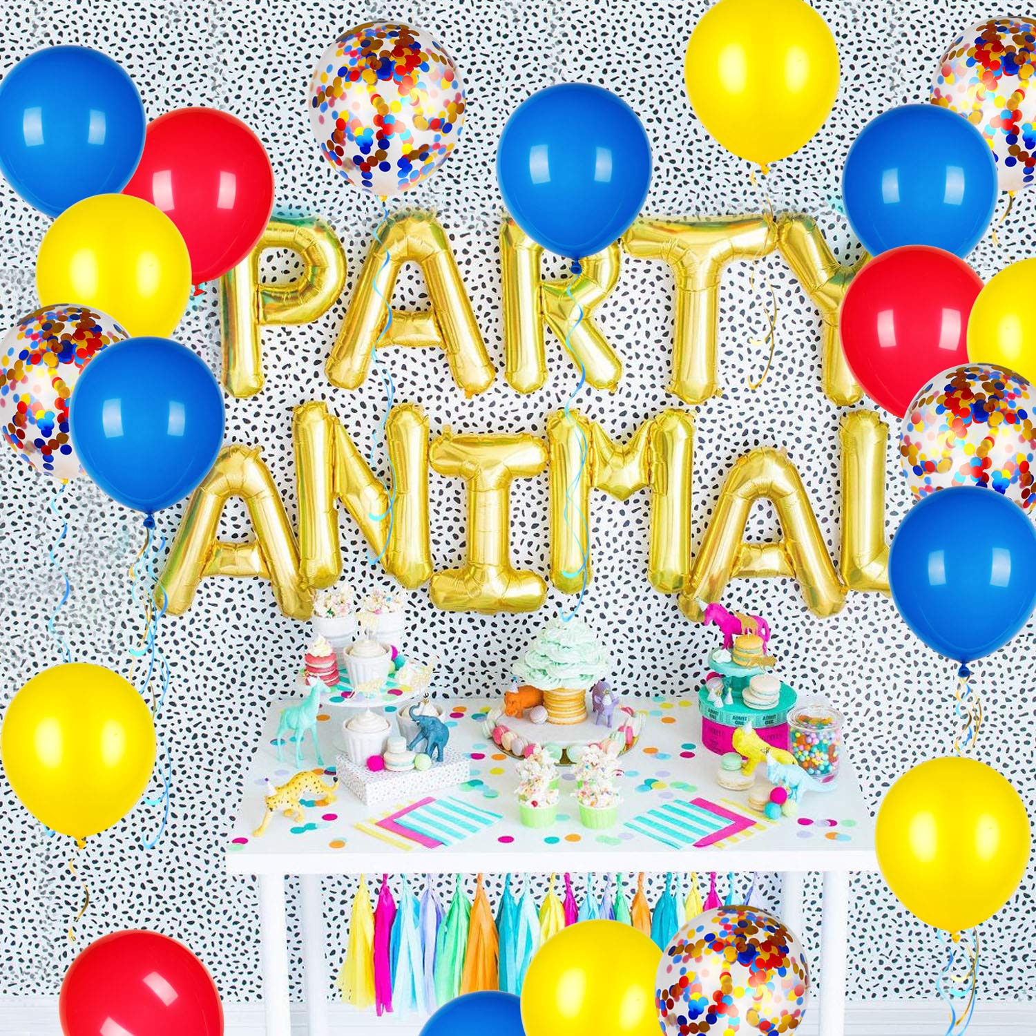 80 Pack Red Yellow Blue Confetti Latex Balloons - Paw Patrol Party Decorations, Carnival Circus Birthday Supplies for Kids, Baby Showers & Festive Events