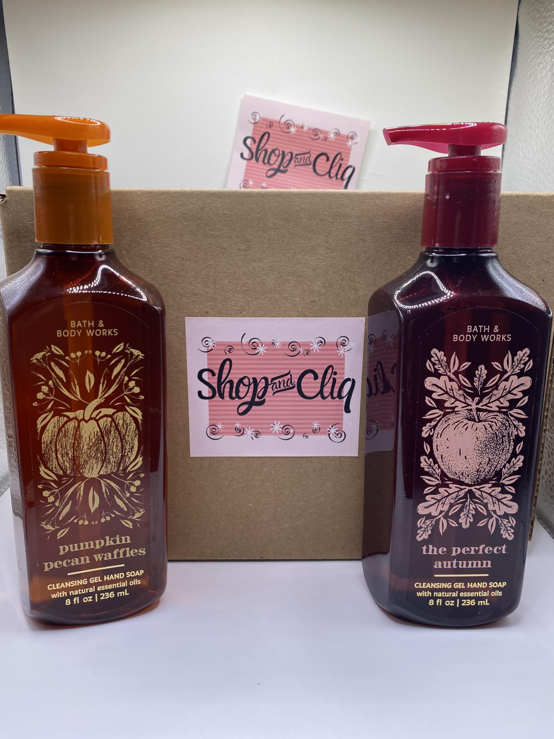 Shop&Cliq Pumpkin Pecan Waffles & The Perfect Autumn Hand Wash Soap Bundle - 8 fl oz Each - Fall Scented Bath & Body Gel Soap for Kitchen, Bathroom & Guest Washroom