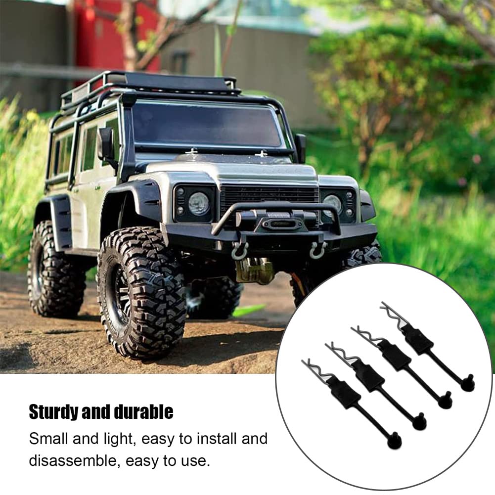 4PCS 1/10 RC Car Body Clips - Durable Shell Bolt Pins for ARRMA Axial SCX10 Redcat GEN8 RC Models - Black Replacement Parts for Off-Road Racing & Crawling Adventures