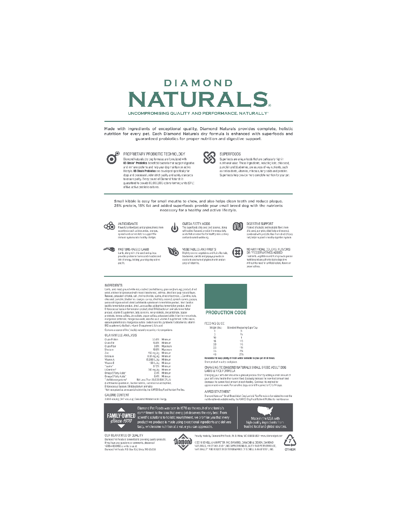 Diamond Naturals Small Breed Lamb & Rice Formula Adult Dry Dog Food - 2kg Bag for Healthy Skin & Coat | Perfect for Small Dogs at Home or Travel