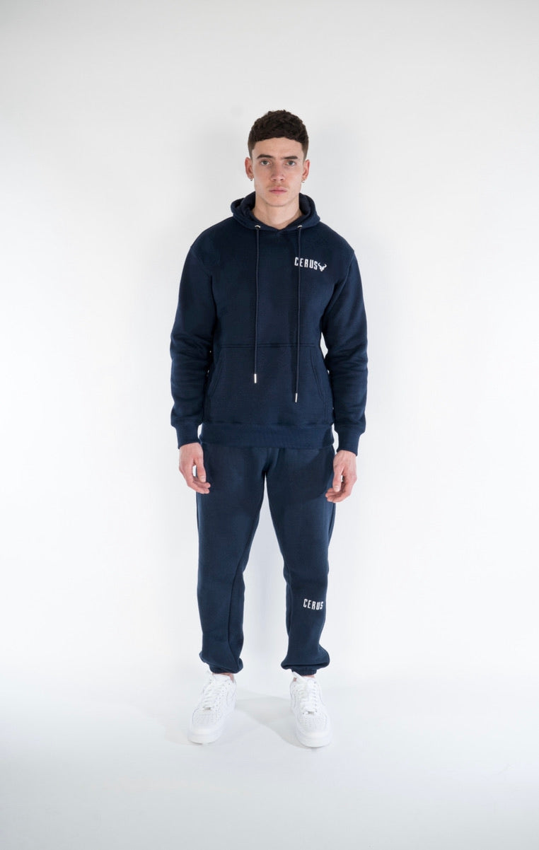 Cerus Navy Legacy Pullover Hoodie for Men - Premium Cotton Blend Fleece Sweatshirt | Casual Wear, Gym, Outdoor Activities