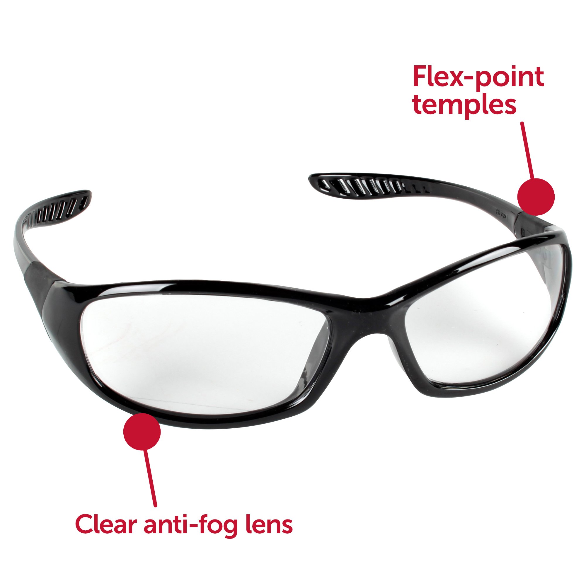 KleenGuard V40 Hellraiser Safety Glasses (28615) - Clear Anti-Fog Lens with Black Frame - 12 Pairs/Case - Protective Eyewear for Construction, Woodworking & DIY Projects