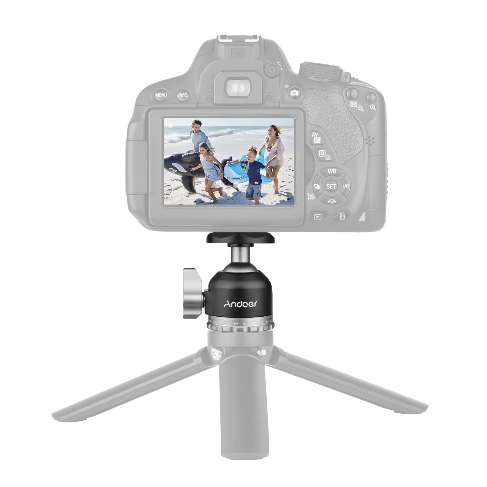 Andoer Mini Ball Head Tripod Mount - Aluminum Alloy Panoramic Ball Head with 1/4