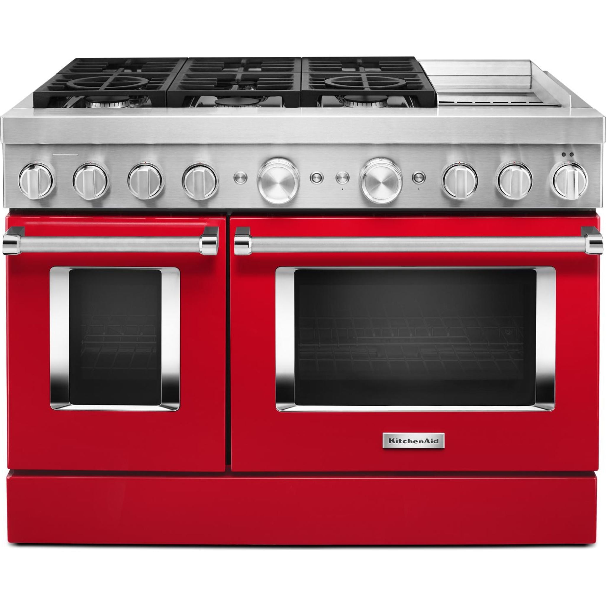 KitchenAid KFDC558JPA 30-Inch Dual Fuel Range with 5 Burners - Passion Red | Professional Gas Cooktop & Electric Oven | Perfect for Home Chefs & Modern Kitchens