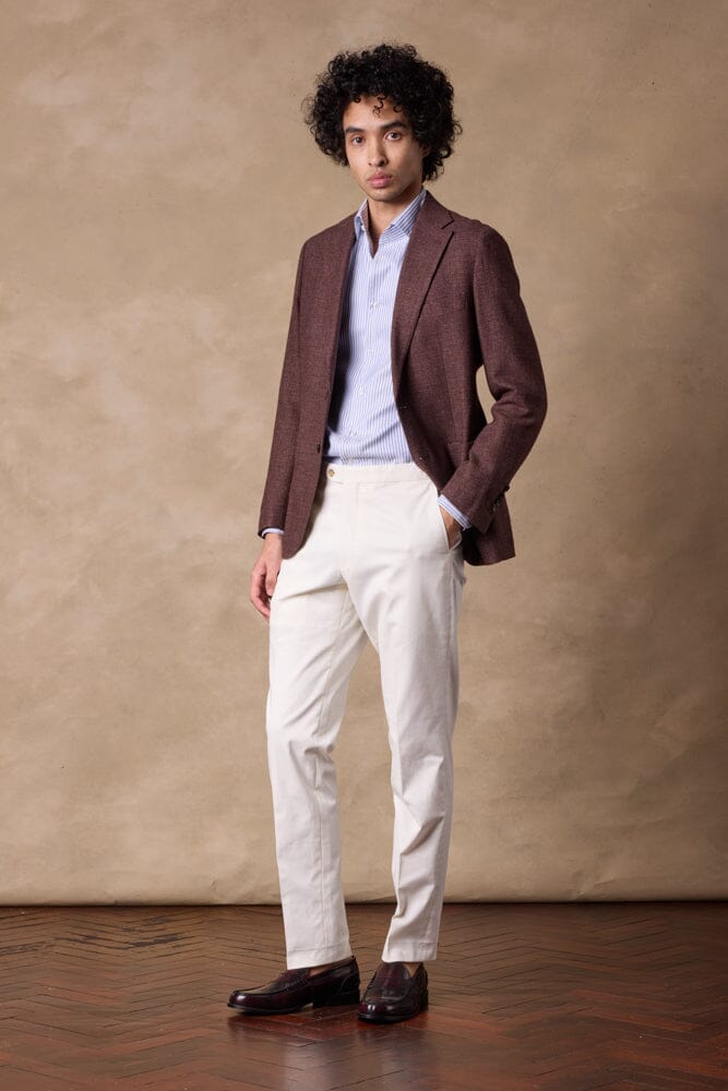 Apollo Men's White Cotton Twill Stretch Chino Pants - Comfortable Slim Fit Casual Trousers for Work, Office & Everyday Wear