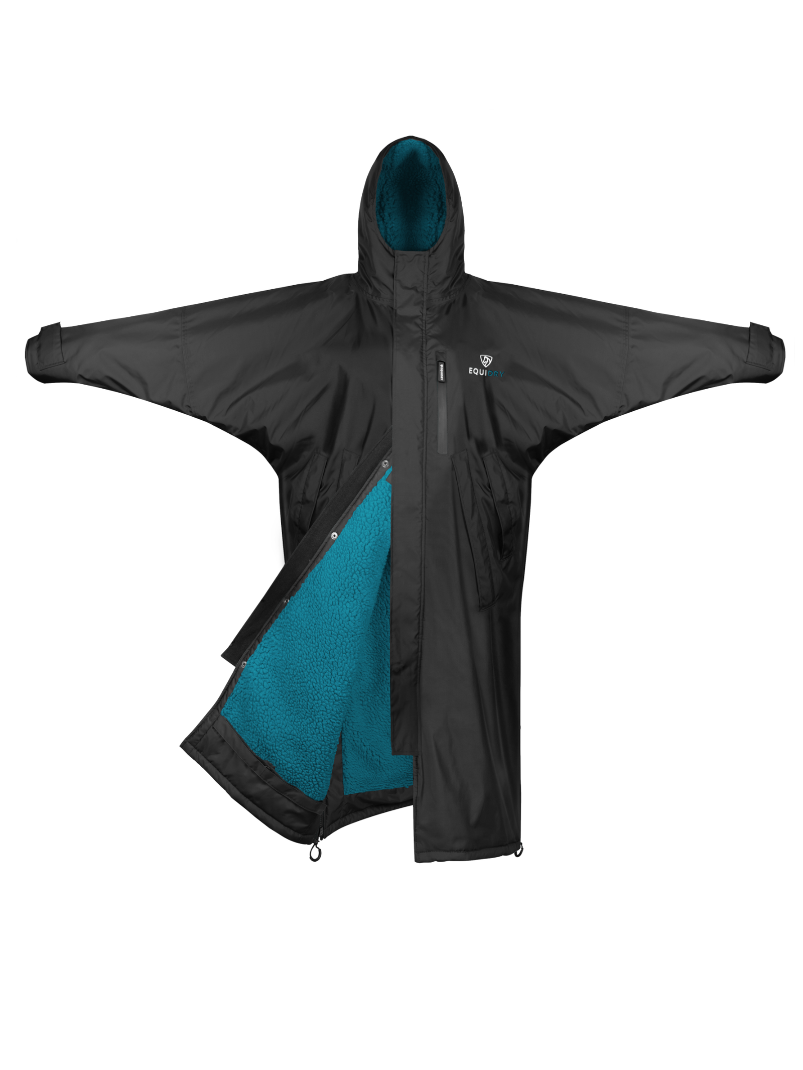 Evolution Kids' Thick Fleece Hooded Jacket - Warm Winter Coat for Boys & Girls - Black/Turquoise - Perfect for Outdoor Play & School Activities