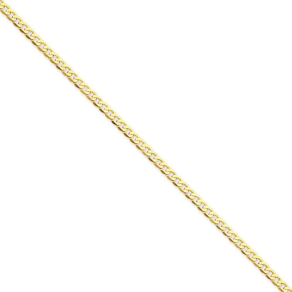 14K Yellow Gold 2.4mm Beveled Curb Chain Bracelet for Women - 7 Inch Adjustable Luxury Jewelry Gift for Birthday, Anniversary & Special Occasions