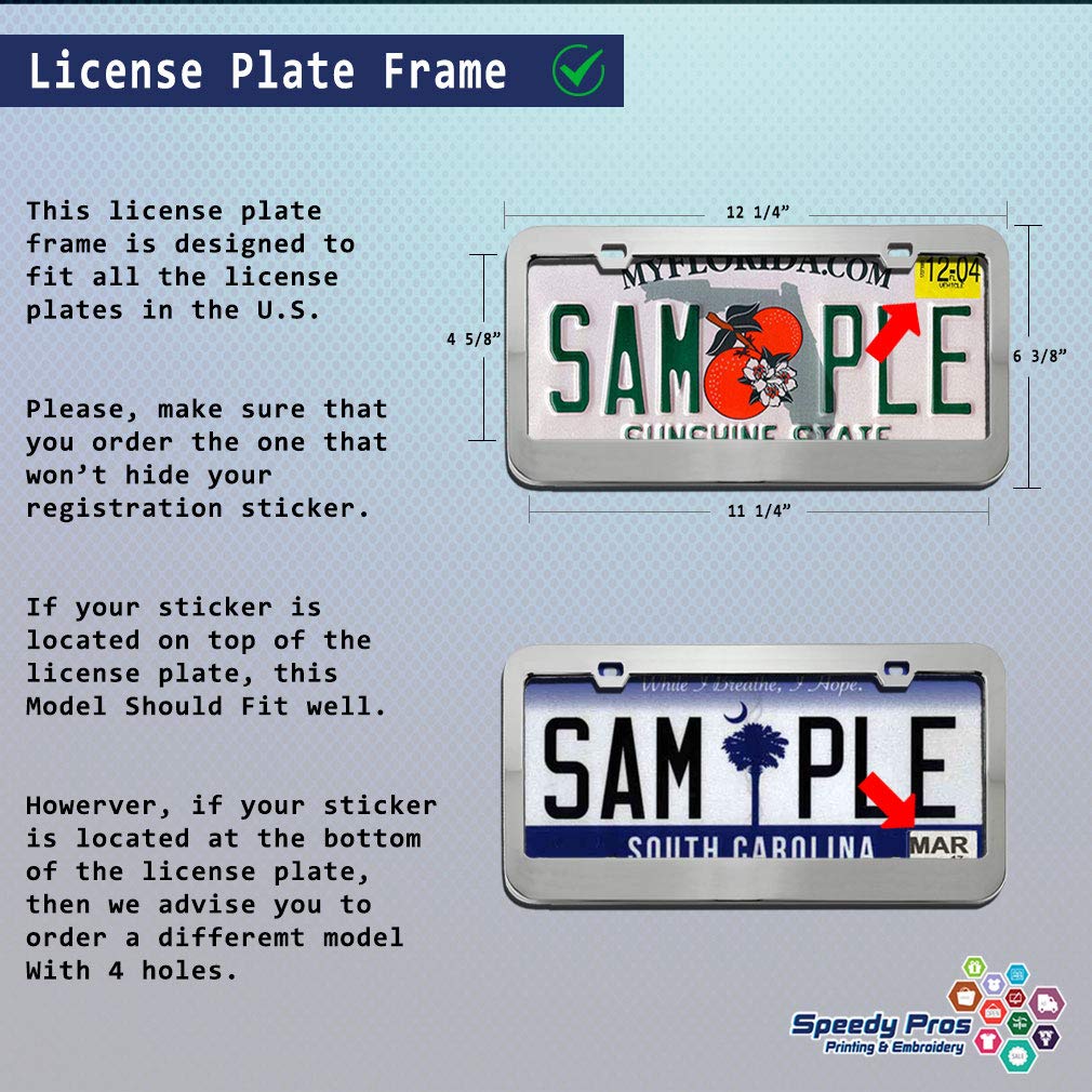 Speedy Pros Chrome Metal License Plate Frame - 2 Holes, Soft Pink Car Accessory | Durable Alpaca-Inspired Design for Vehicles, Trucks & SUVs | Perfect for Customization & Car Enthusiasts