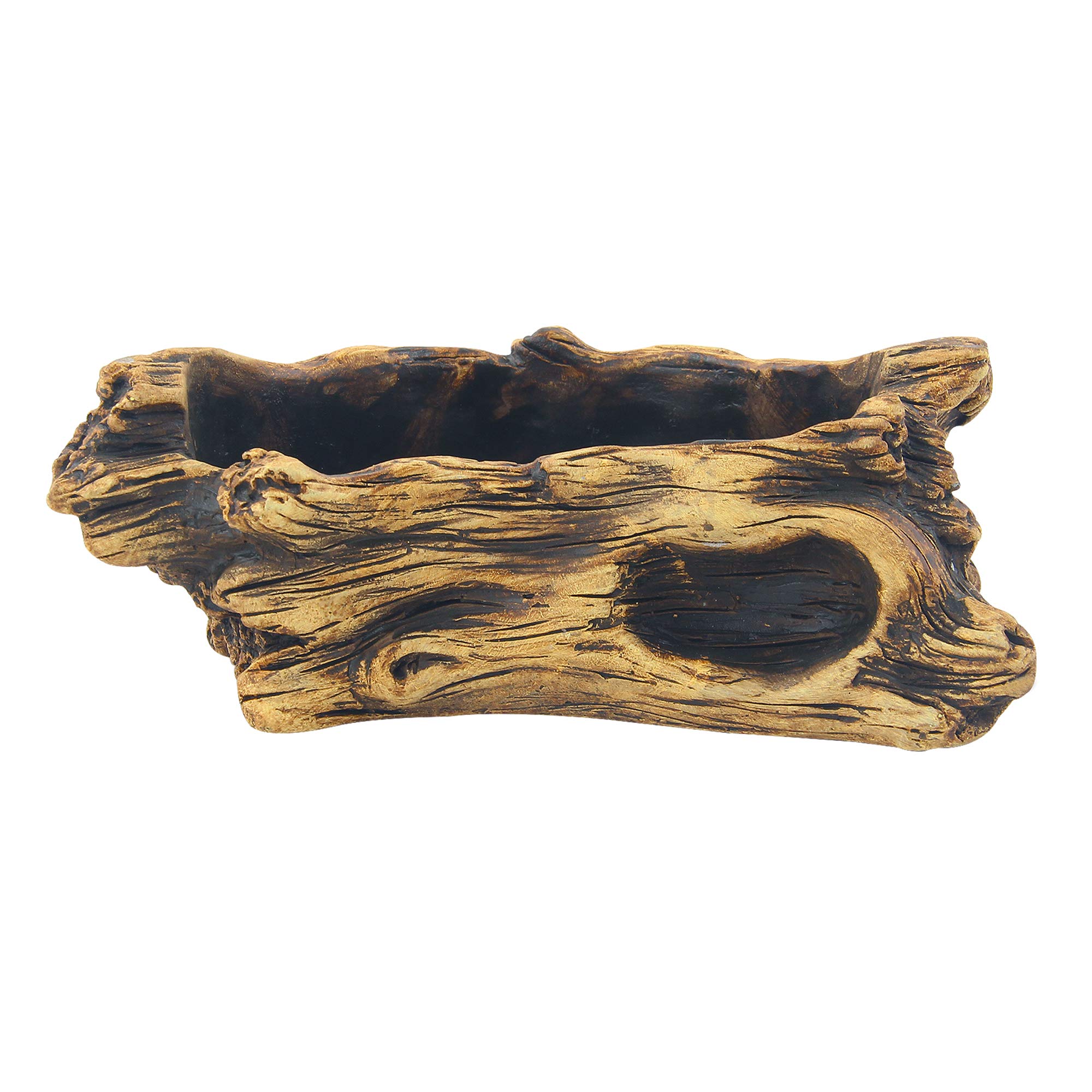 Happy Bonsai Cement Driftwood Planter - Vintage Stump Log Gardening Pot for Succulents, Air Plants & Home Decor | Perfect for Indoor & Outdoor Gardens, Terrariums & Office Desks