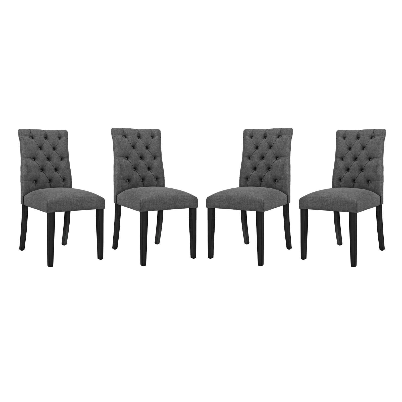 Modway Duchess Modern Tufted Button Upholstered Fabric Parsons Dining Chairs Set of 4 in Gray - Perfect for Kitchen, Dining Room & Home Office Seating