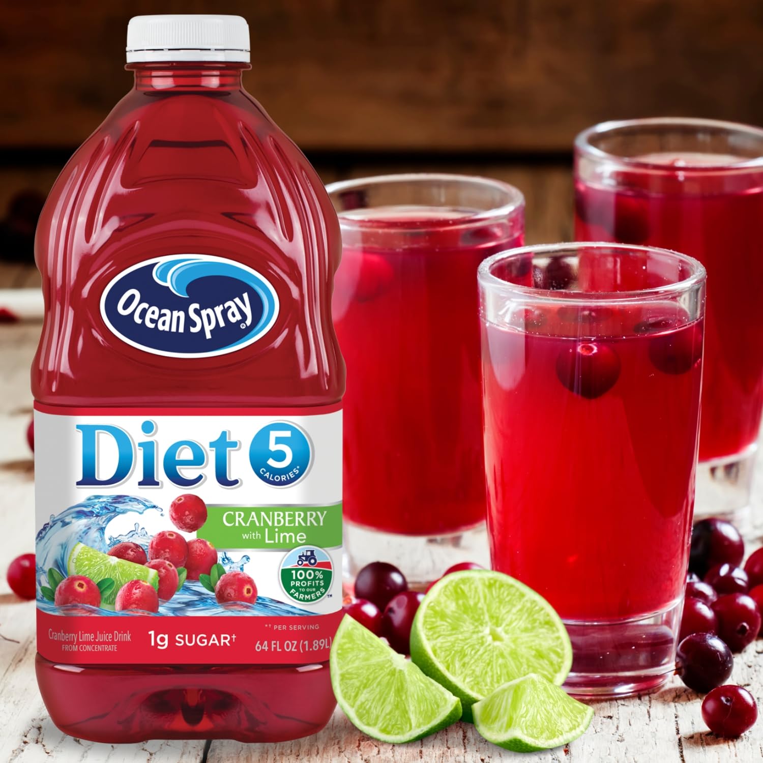 Ocean Spray Diet Cranberry Juice Cocktail with Lime - 64oz Bottles (3-Pack) | Low-Calorie, Sugar-Free Beverage | Perfect for Weight Loss, Diabetics & Healthy Lifestyle