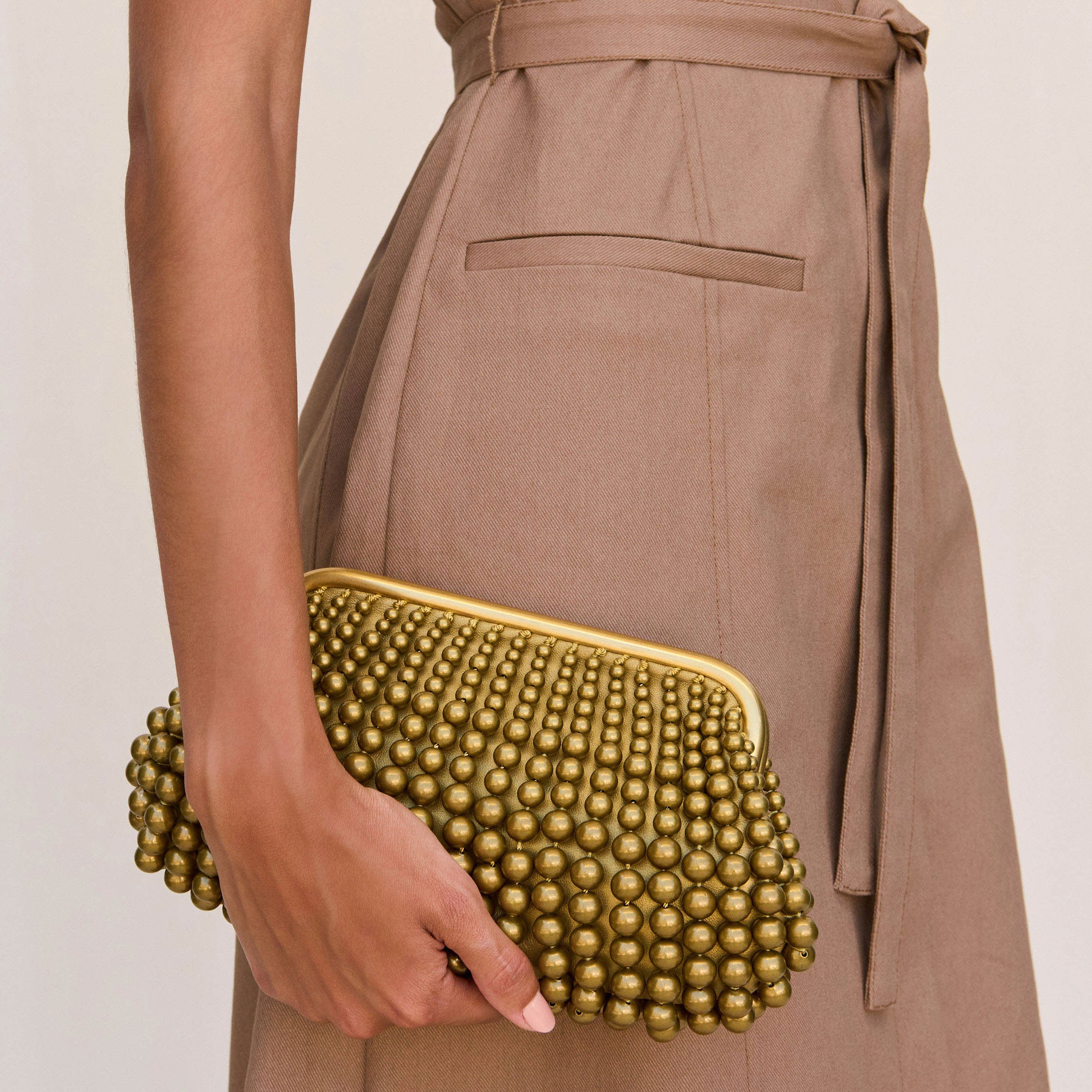 Vintage Nia Beaded Clutch Purse - Antique Brass Evening Bag for Women | Elegant Wedding, Party & Prom Accessory