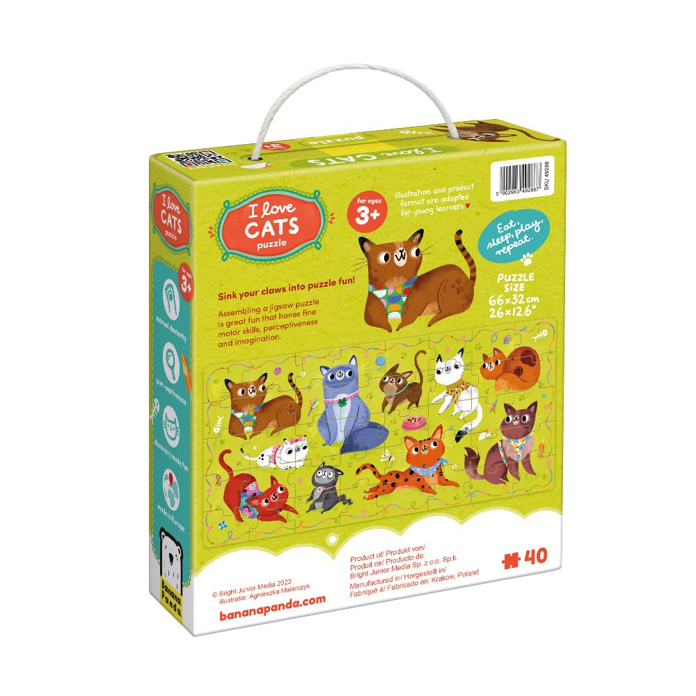 I Love Cats Puzzle - 24-Piece Large Floor Jigsaw Puzzle for Kids Ages 3+ | Fun Educational Toy for Toddlers | Perfect for Family Game Night & Preschool Learning Activities