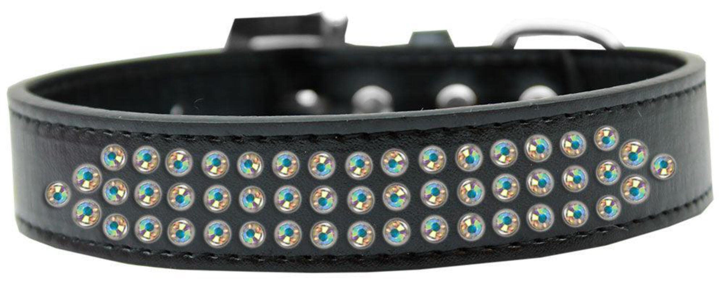 Lavender Dog Collar with Three Row Aurora Borealis Crystals - Stylish Pet Fashion Accessory for Small, Medium & Large Dogs - Perfect for Daily Walks, Special Occasions & Photo Shoots