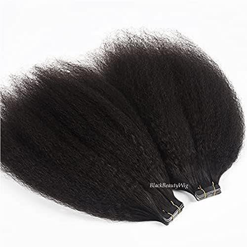 40pcs 100g Kinky Straight Brazilian Remy Human Hair Tape-in Extensions - 16 Inch Dark Brown (#2) for Coarse Italian Yaki Skin Weft | Natural Look for Daily Wear, Parties & Special Occasions