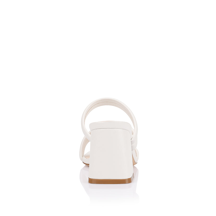 Stallone Block Heel Mules for Women - Comfortable Chunky Heel Slides in Chalk White | Perfect for Office, Casual Outfits & Summer Weddings