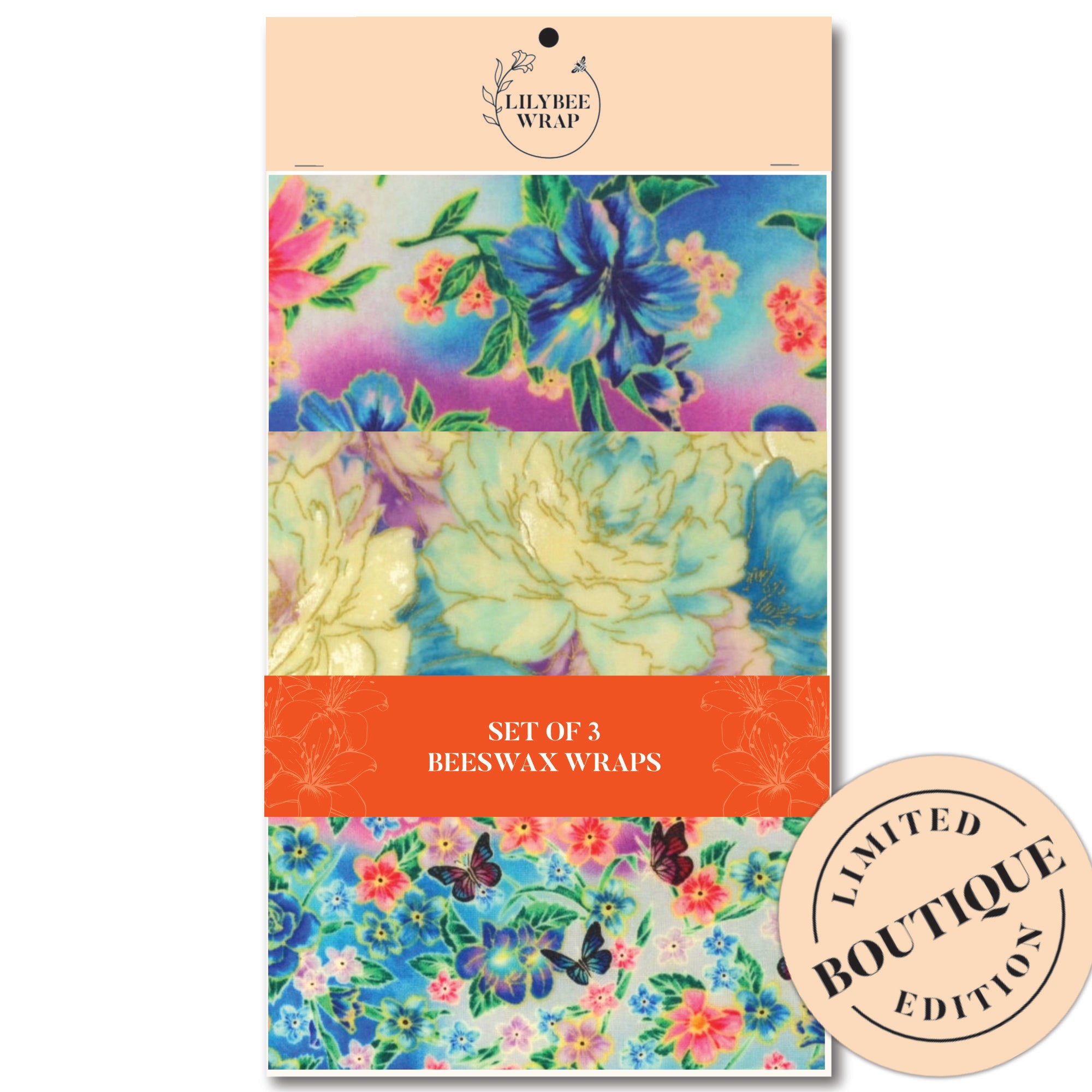 Eco-Friendly Beeswax Food Wraps Set of 3 - Reusable & Sustainable Alternative to Plastic Wrap for Fresh Food Storage - Perfect for Sandwiches, Fruits & Leftovers